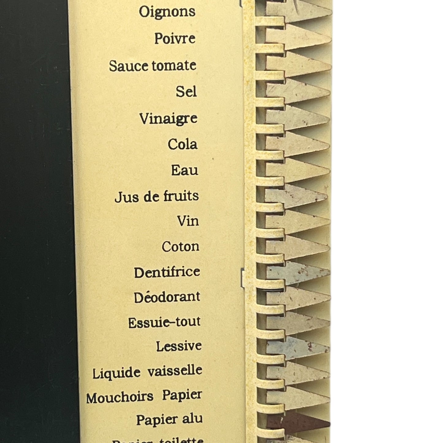 side of shopping list board