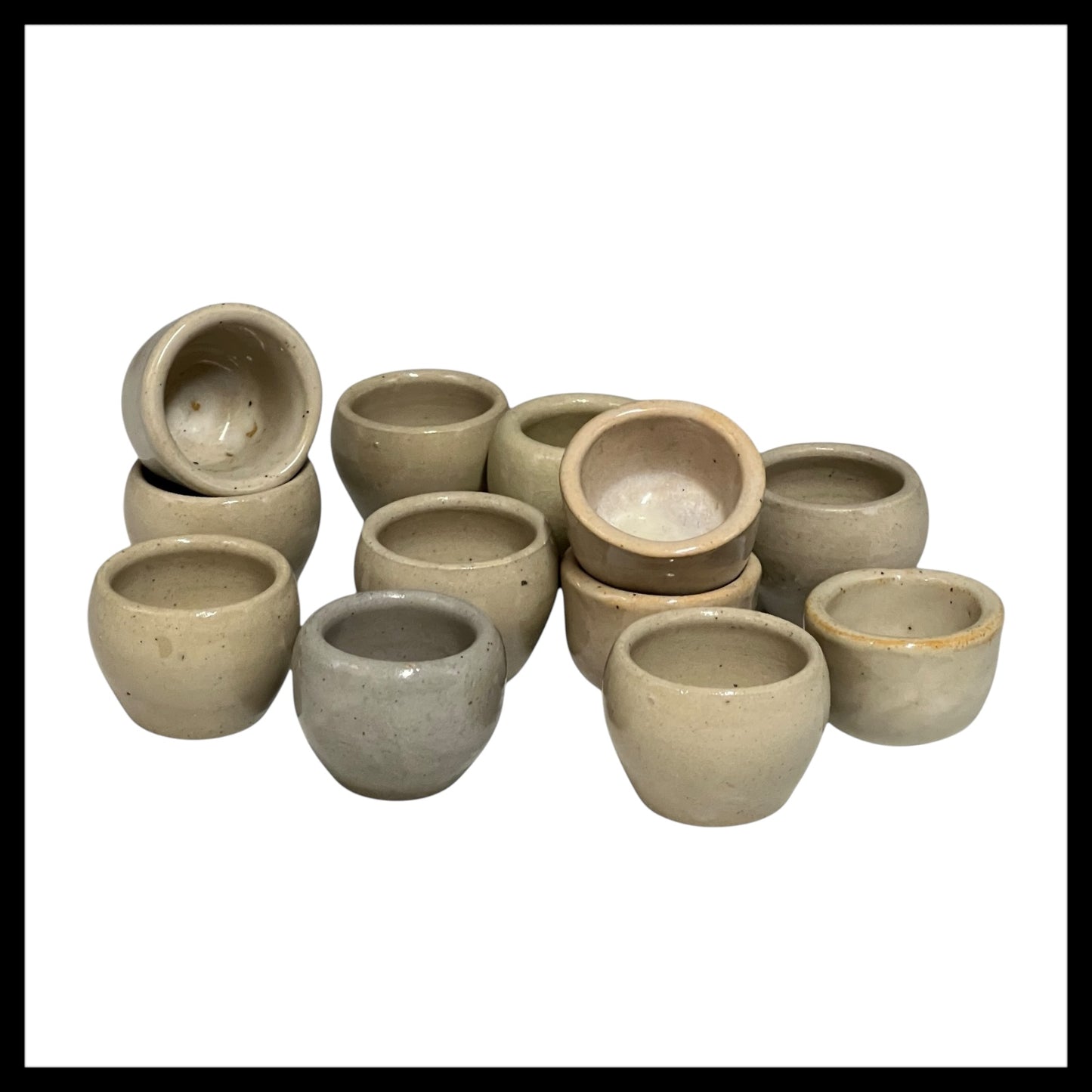 Set of 12 Vintage French Ceramic Escargot Cups, Small Snail Serving Pots