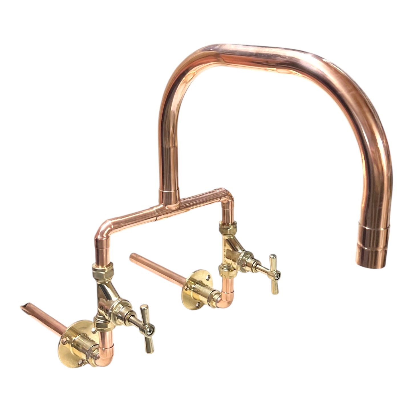 Copper and Brass Handmade Kitchen Mixer Taps, Belfast Sink Taps - Wall Mounted option for sale from All Things French Store