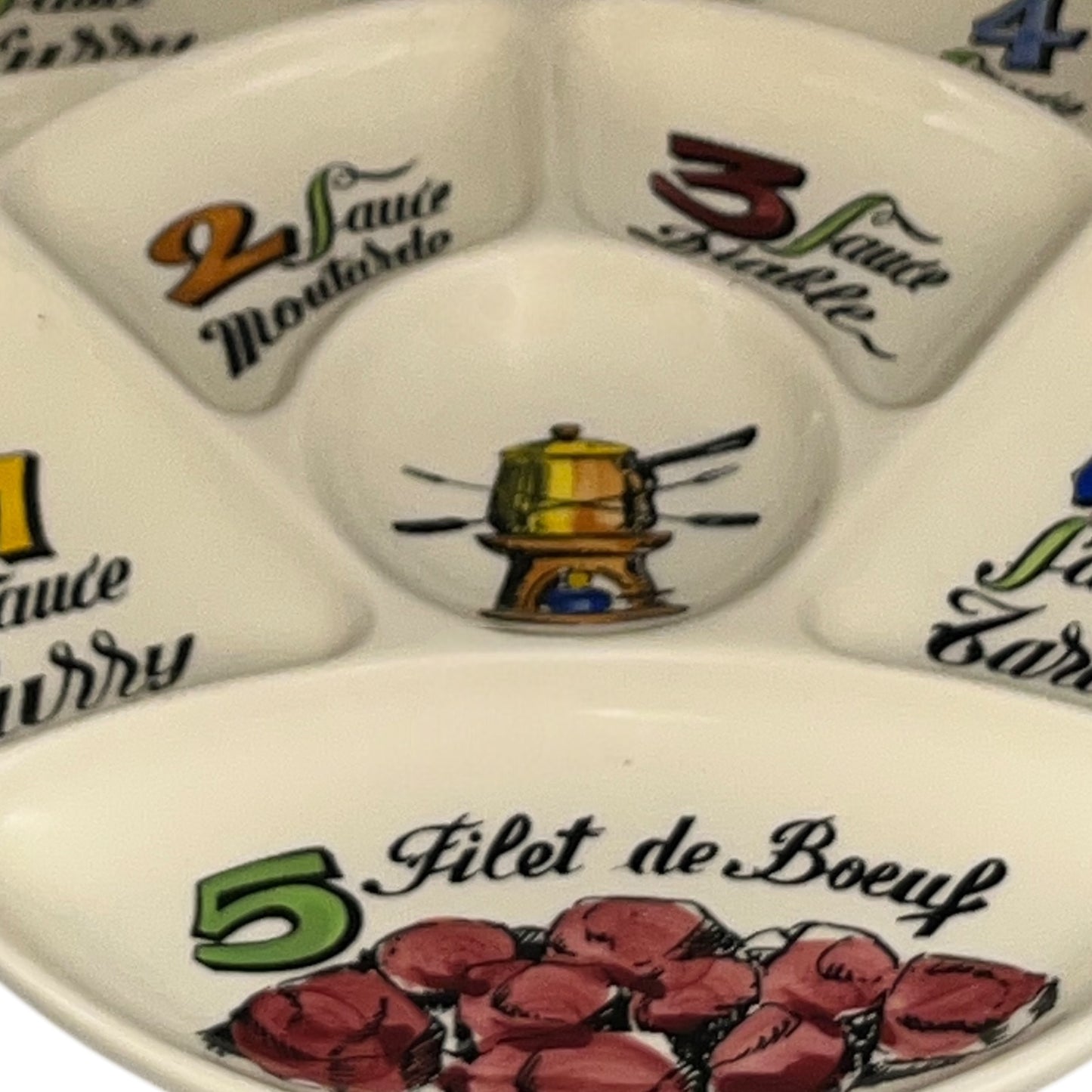 Fondue plate close up detail