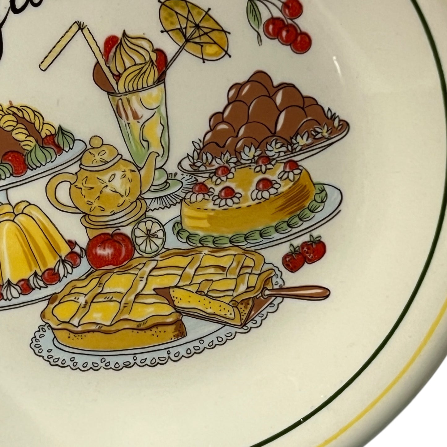 Set of 6 Vintage French Cake Plates, Gateaux Plate Set, Made in Italy