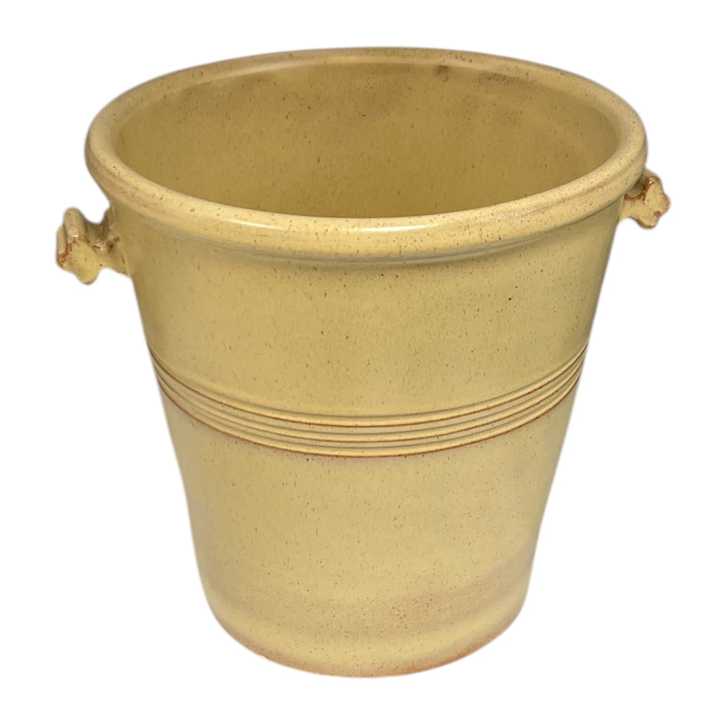 Close-up of an ice bucket on a white background