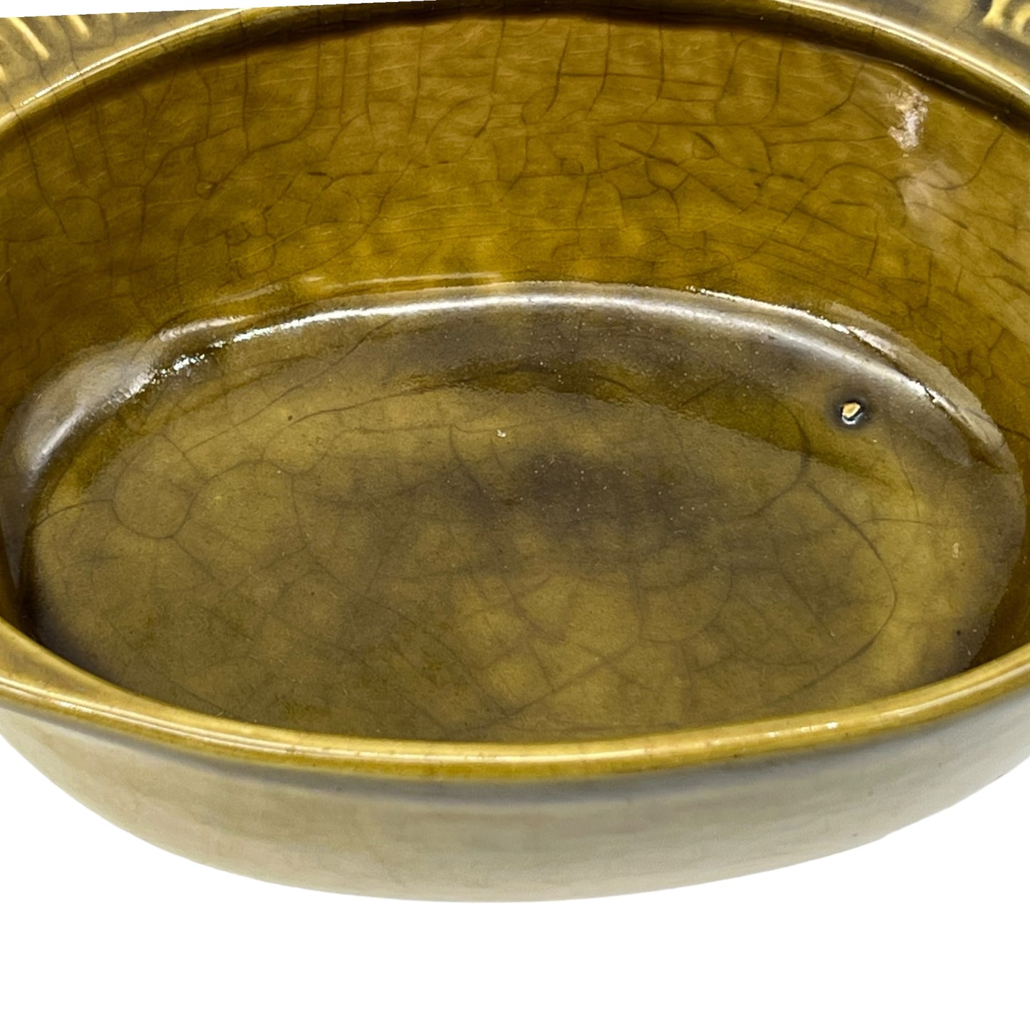 image French green ceramic fish shaped dish