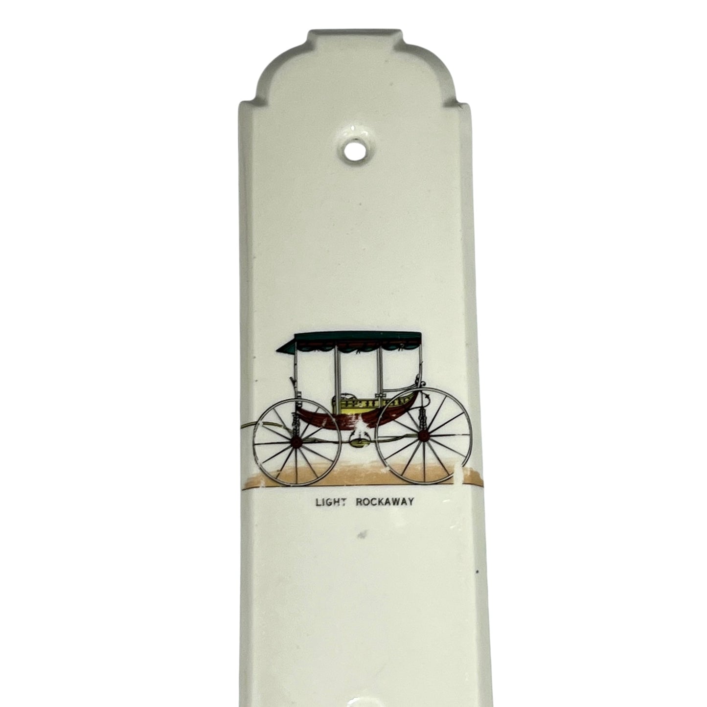 Decorative door push plate fingerplates with vintage car illustrations on a white background