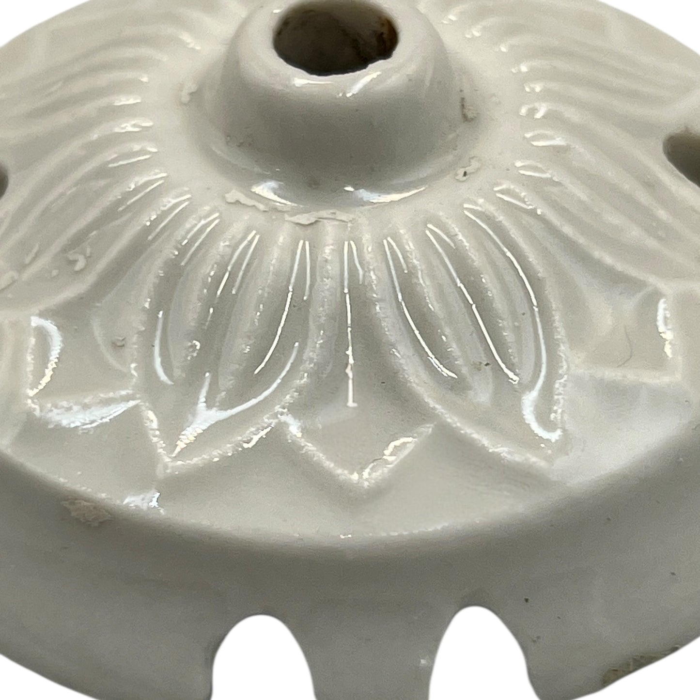 Vintage French Ceramic Ceiling Rose, Chandelier Ceiling Fitting Wire Cover