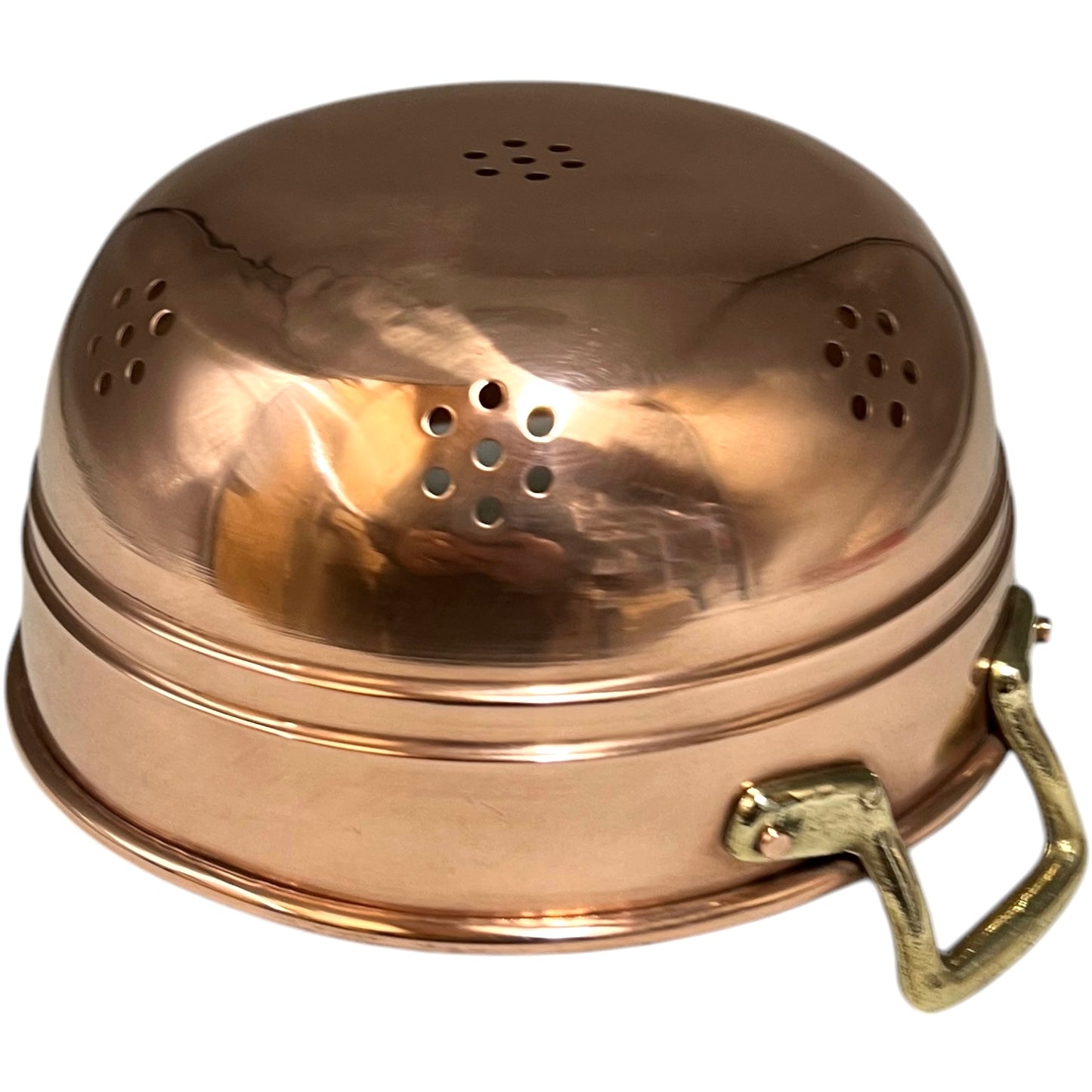 base view of French Copper Sieve with Brass Handles