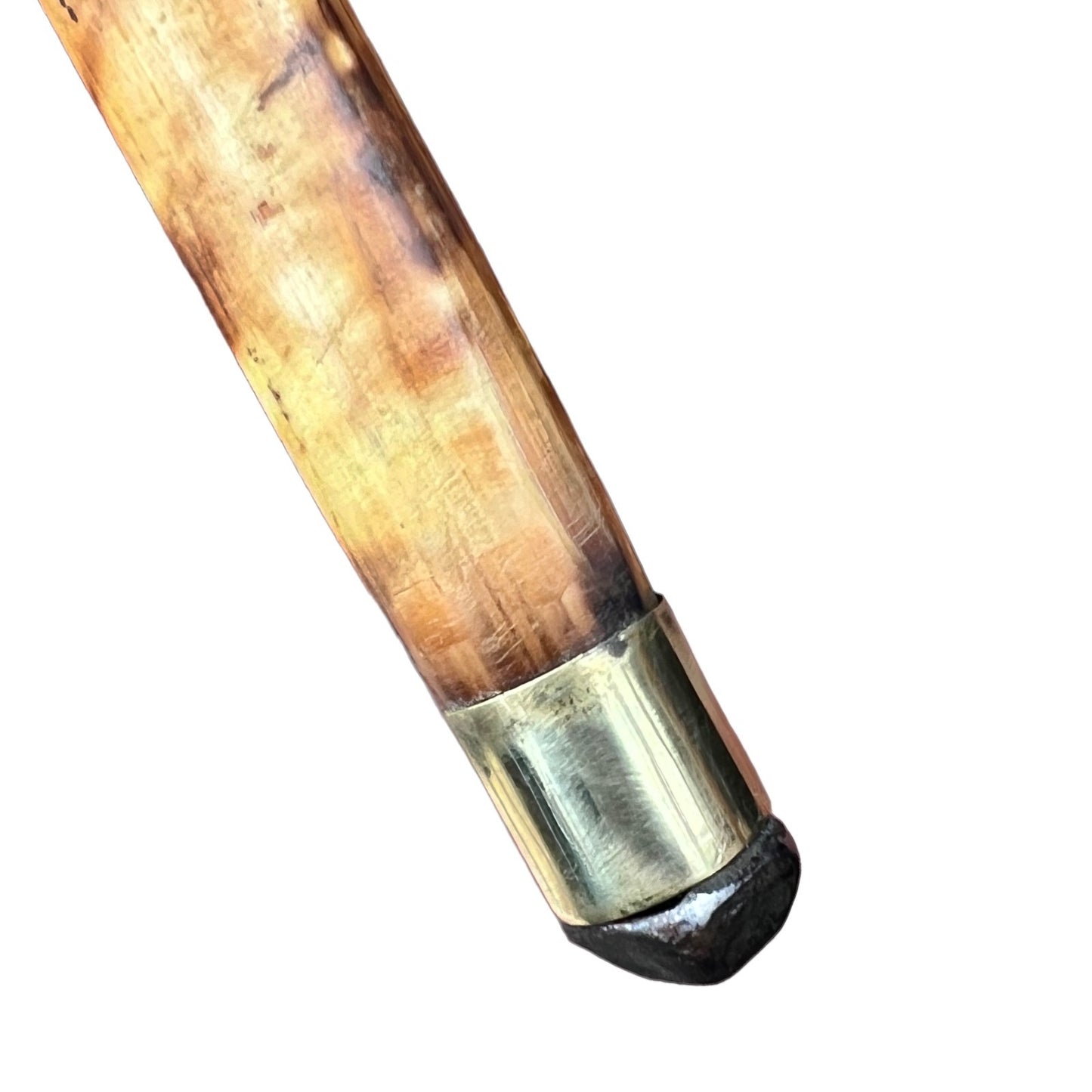 French vintage deer hoof handle bamboo walking cane stick