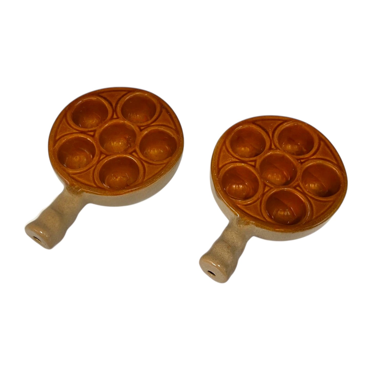 Pair of French Vintage Escargots Snail Plates, Stuffed Mushroom Dish made by Emile Henry for sale from All Things French Store