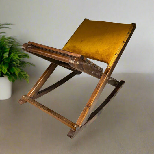 Vintage French Rocking Footstool, Upholstered Folding Gout Stool Footstool