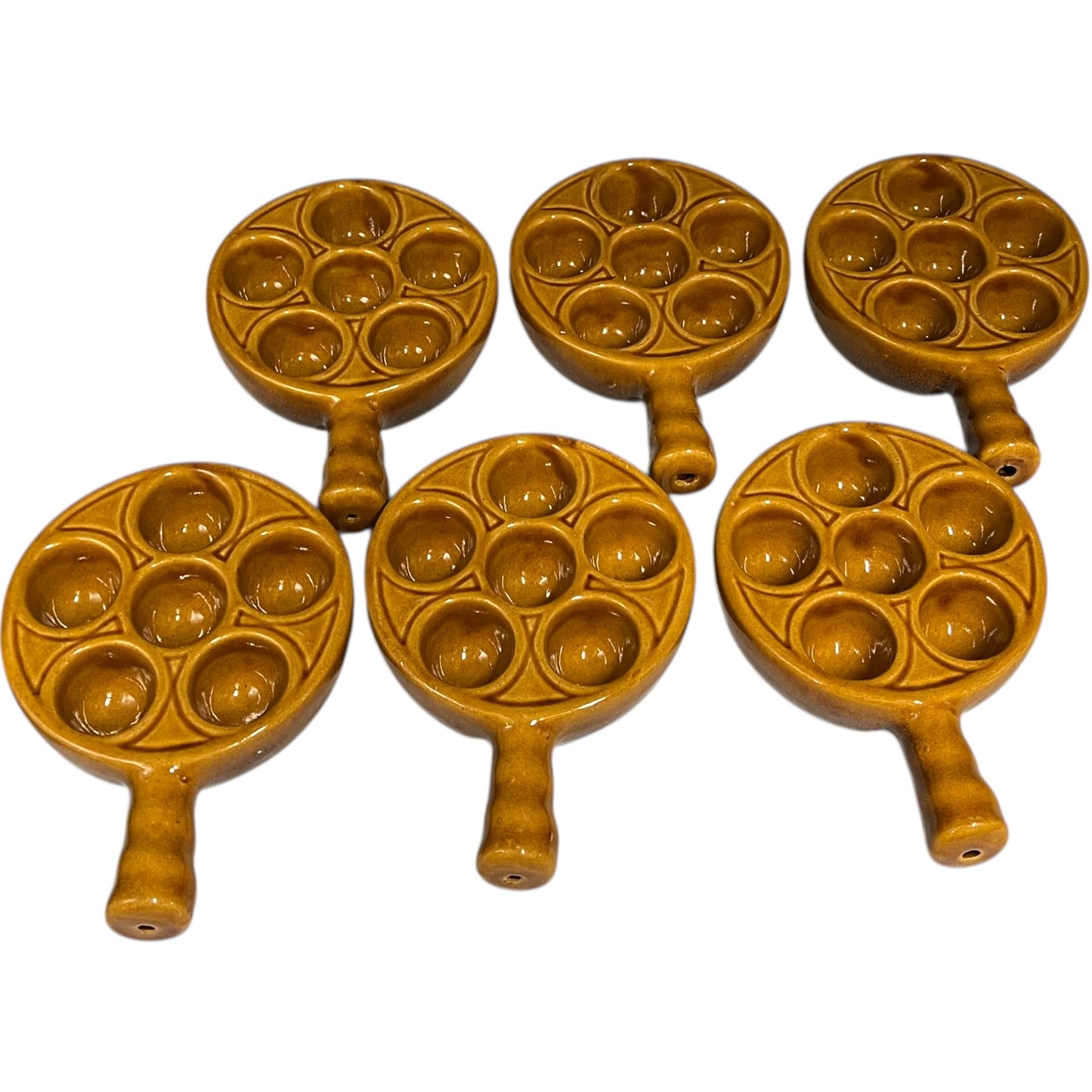 French Vintage Escargots Snail Plates, Stuffed Mushroom Dishes made by Emile Henry for sale by All Things French Store