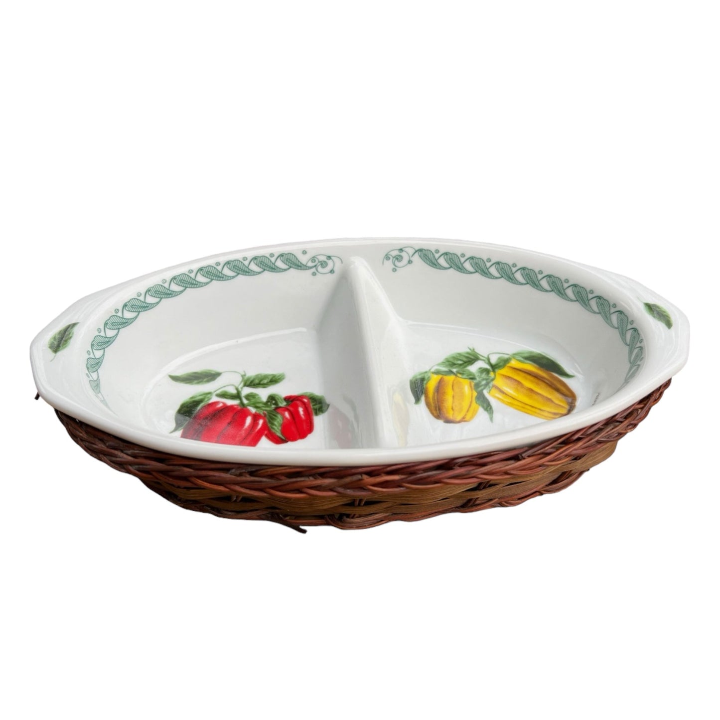 Italian porcelain appetiser or tapas dish in a small basket for sale by All Things French Store