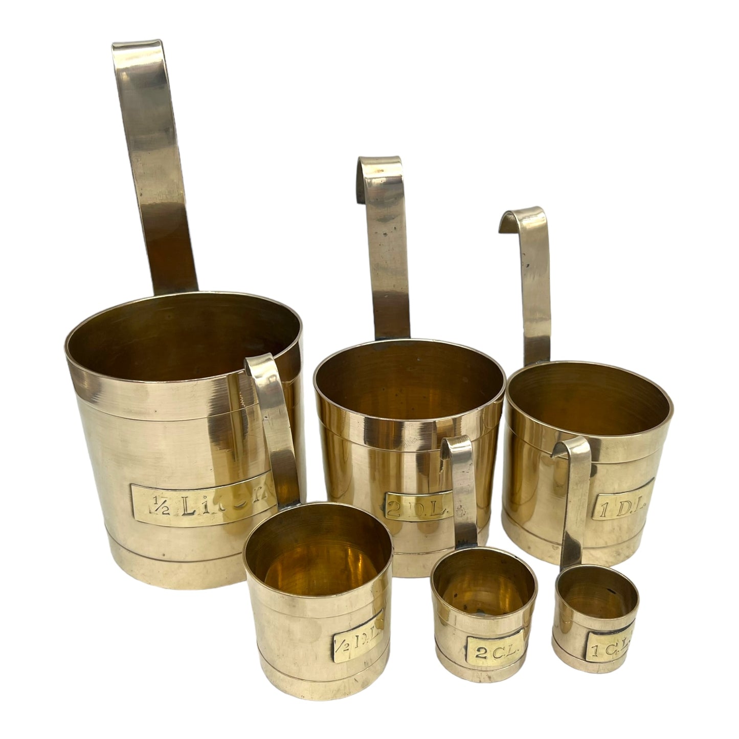 image French vintage brass cider cups