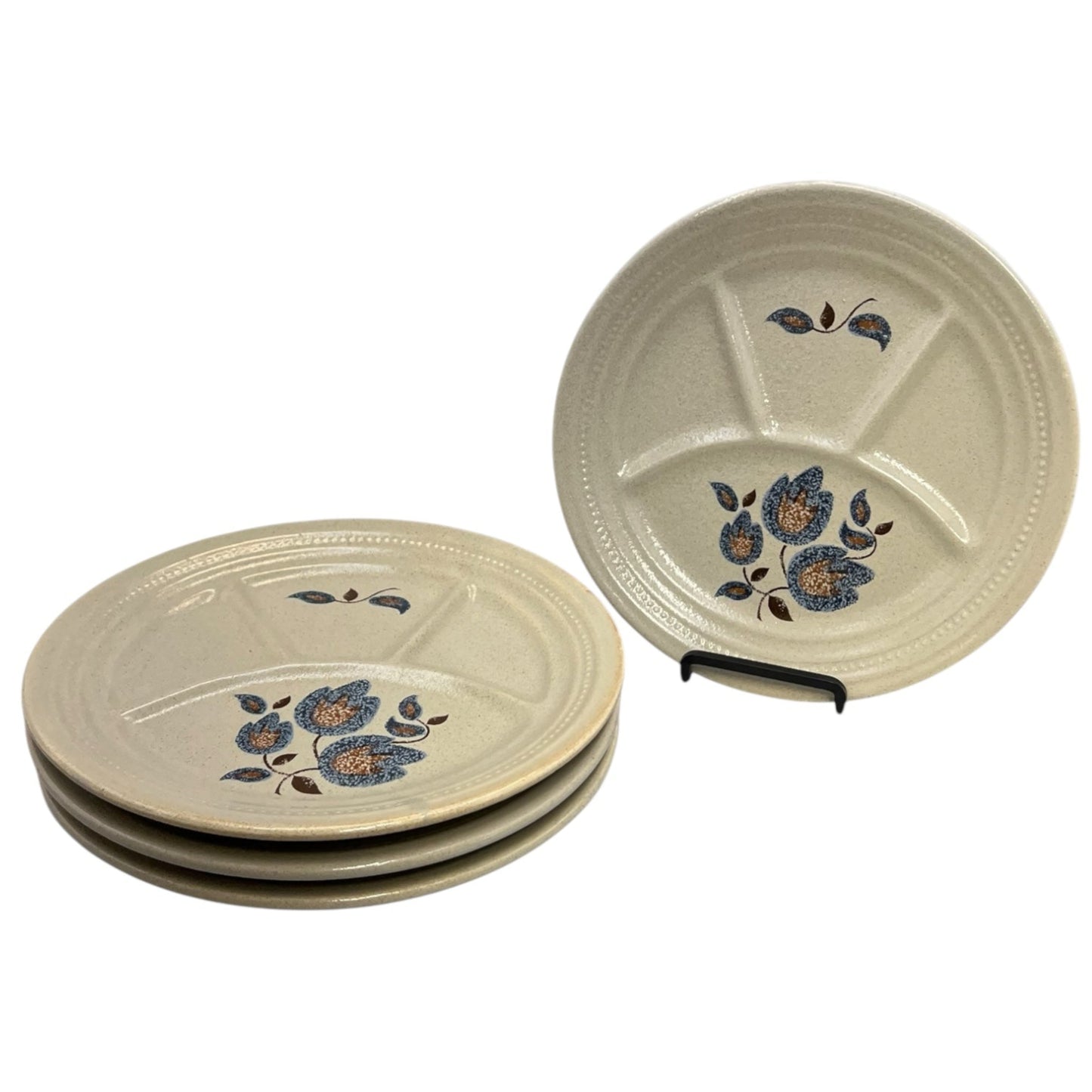 4 French Vintage Fondue Plates, Sectioned Buffet Portion Control Plates