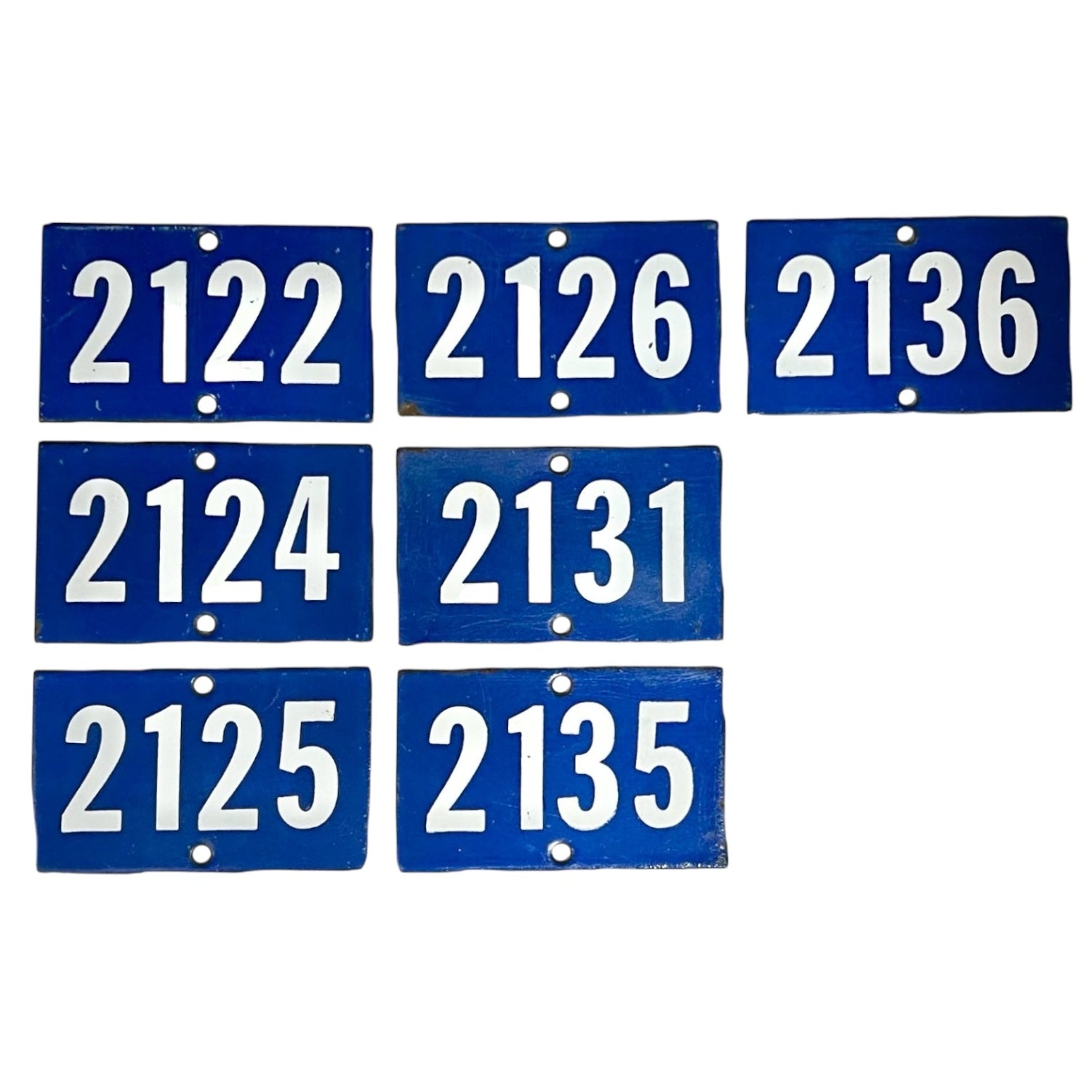 French blue and white enamel vintage door or gatepost numbers