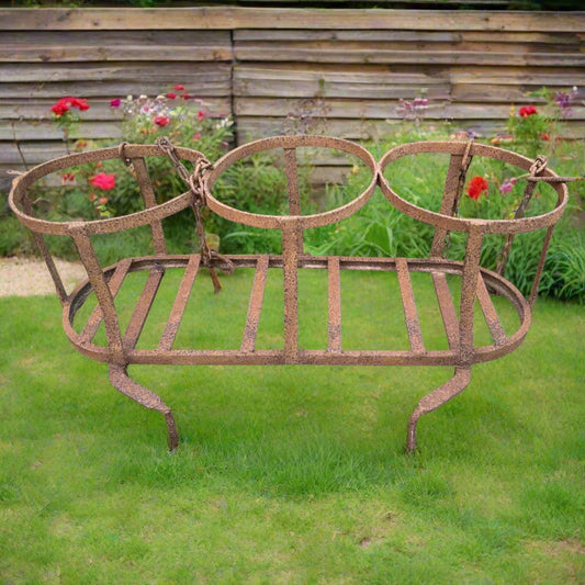 French Antique Wrought Iron Horse Drawn Milk Churn Holder Carrier for sale from All Things French Store