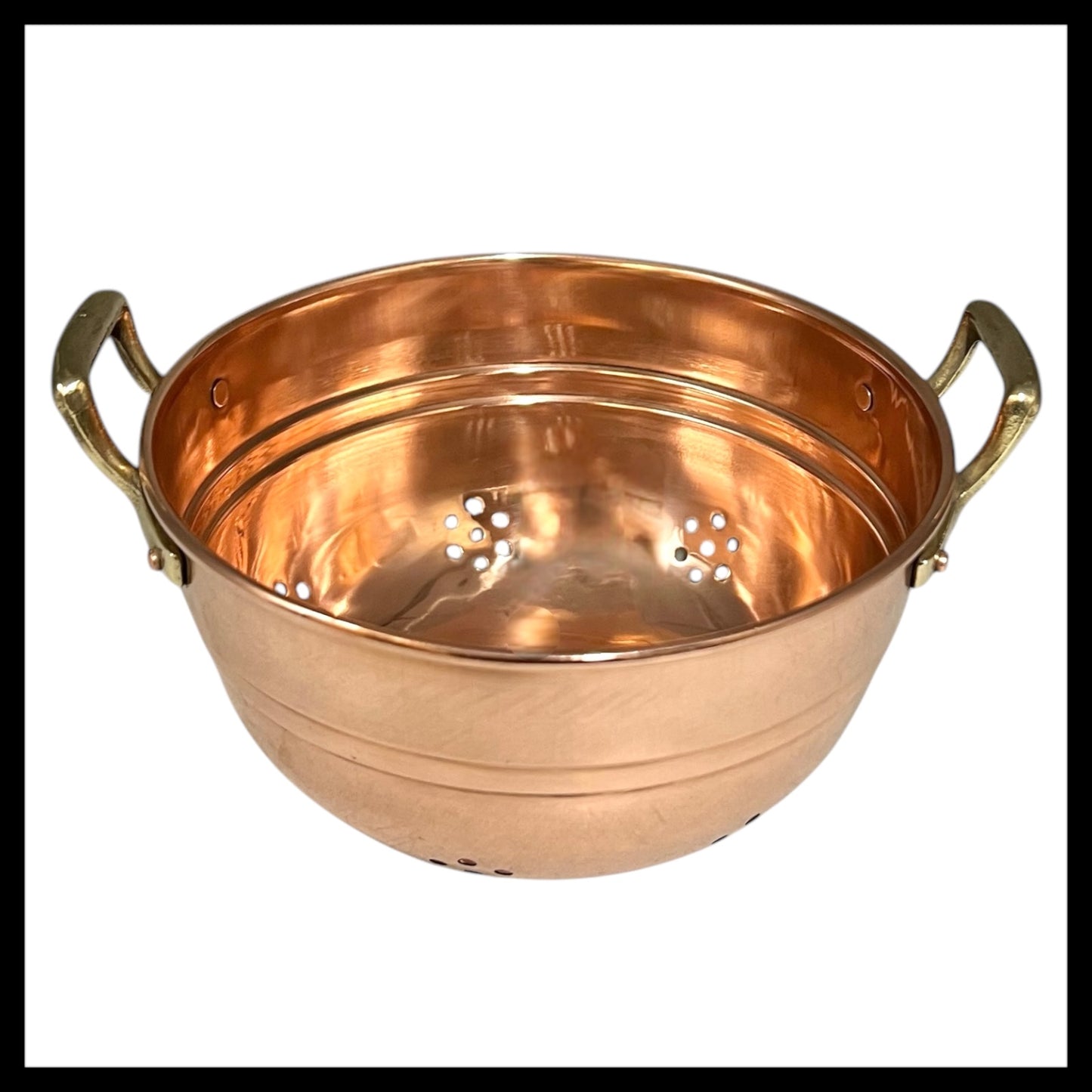 French Copper Sieve with Brass Handles, 16cm Vintage Colander Strainer