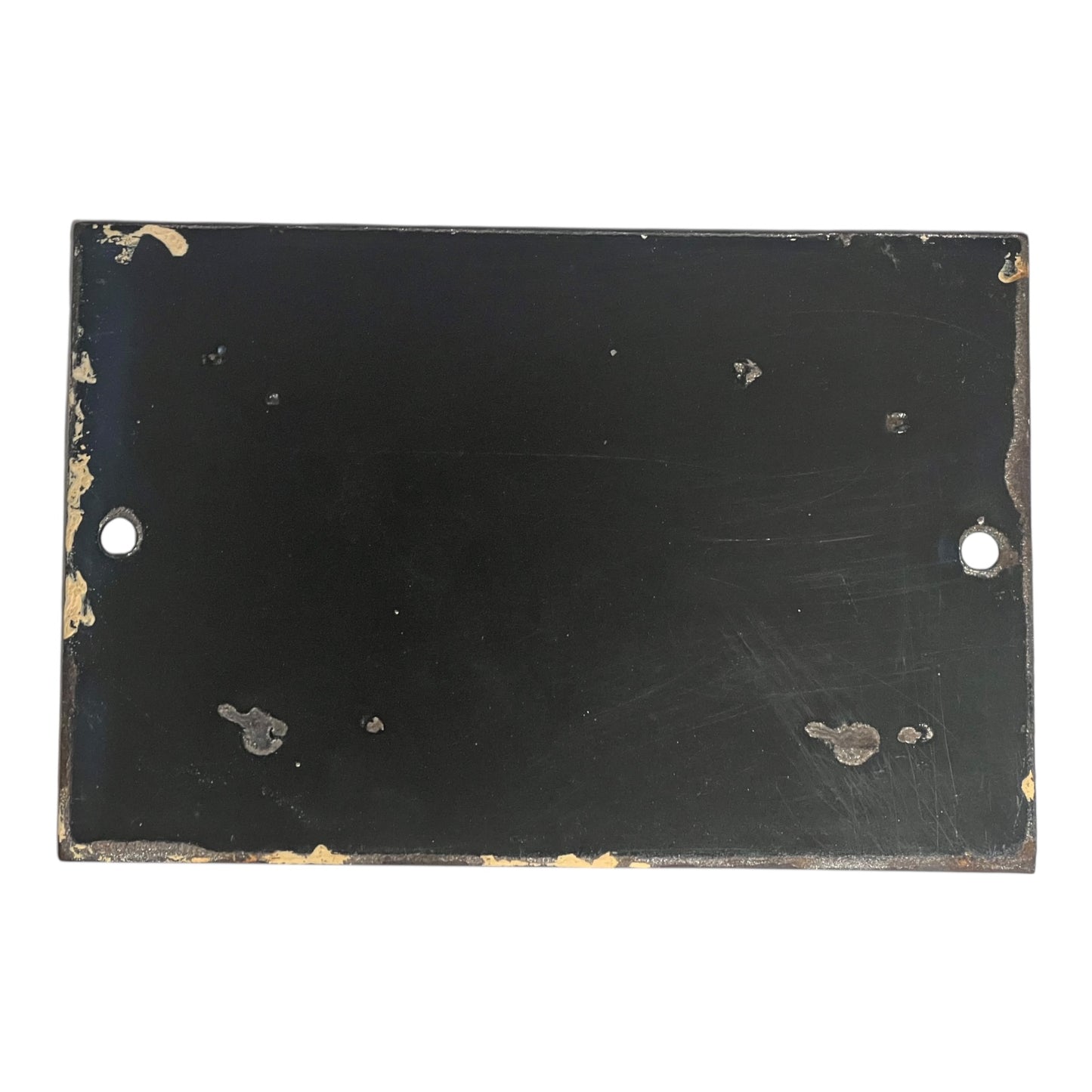 back view of a blue and white sign on a white background