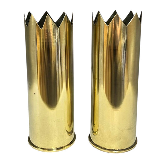 Pair of WW1 Trench Art Vases, German Brass Antique Militaria 8cm M5 for sale from All Things French Store