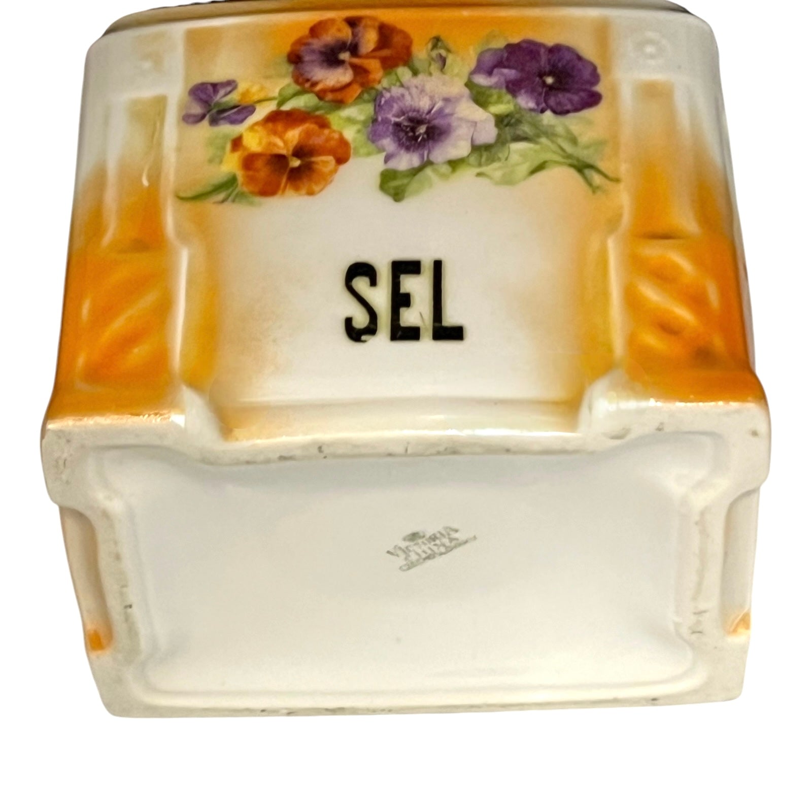 detail front view of Vintage Salt Cellar