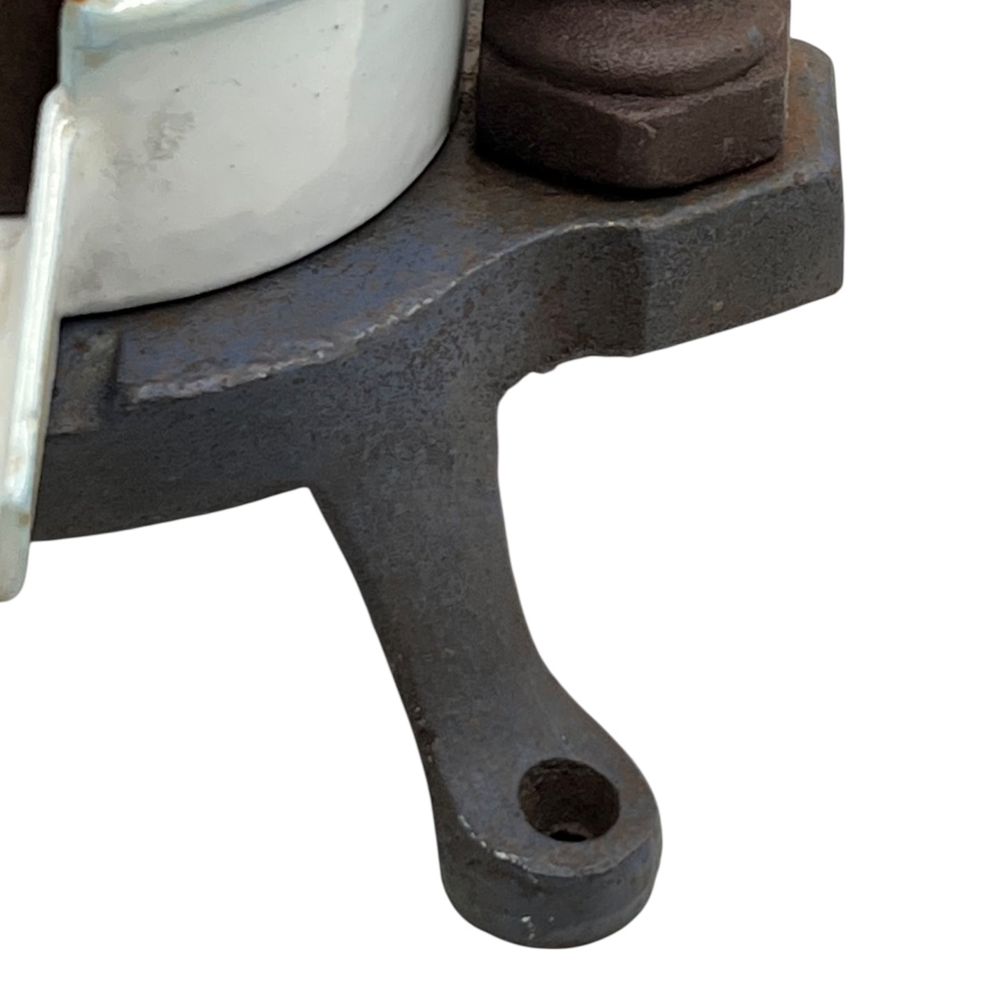 Close-up of a mechanical component with a white background