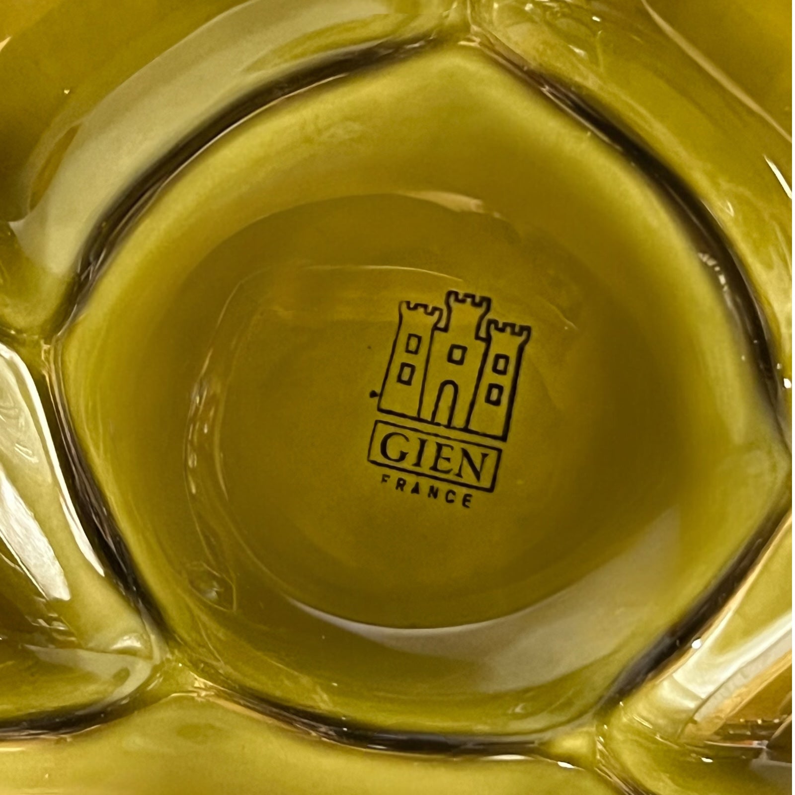 Gien back stamp on fondue plates