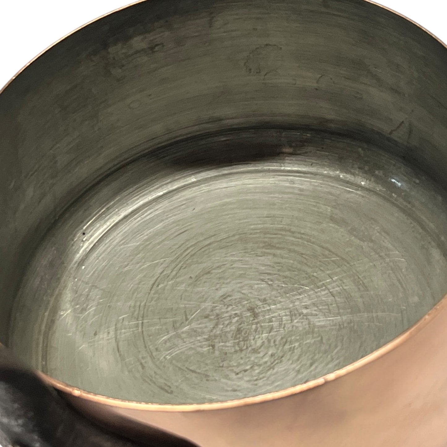 inside of tin lined copper pan