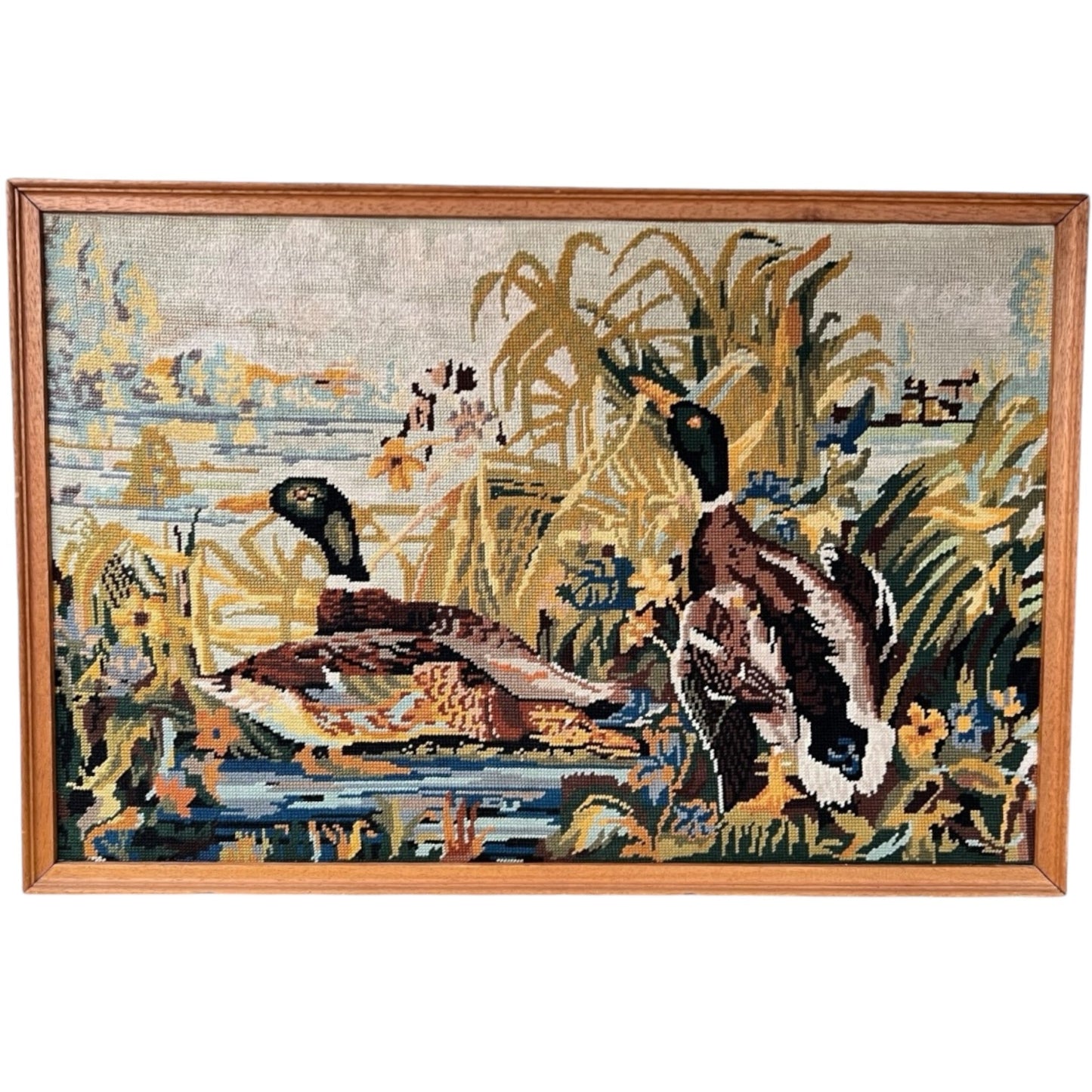 Large Vintage Framed French Woven Tapestry- Ducks, great Hunting Gift for sale from All Things French Store