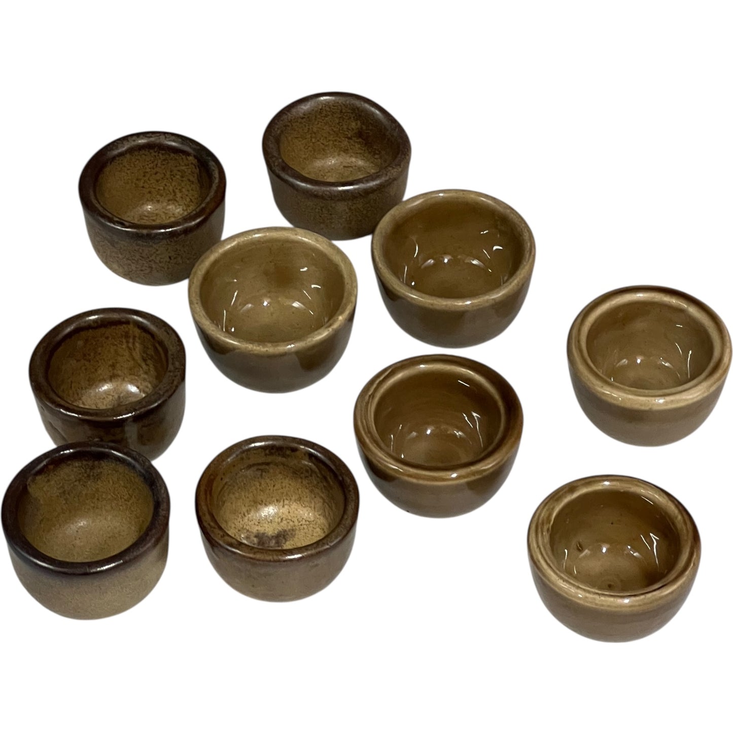 Set of 10 Vintage French Ceramic Escargot Cups, Small Snail Serving Pots for sale