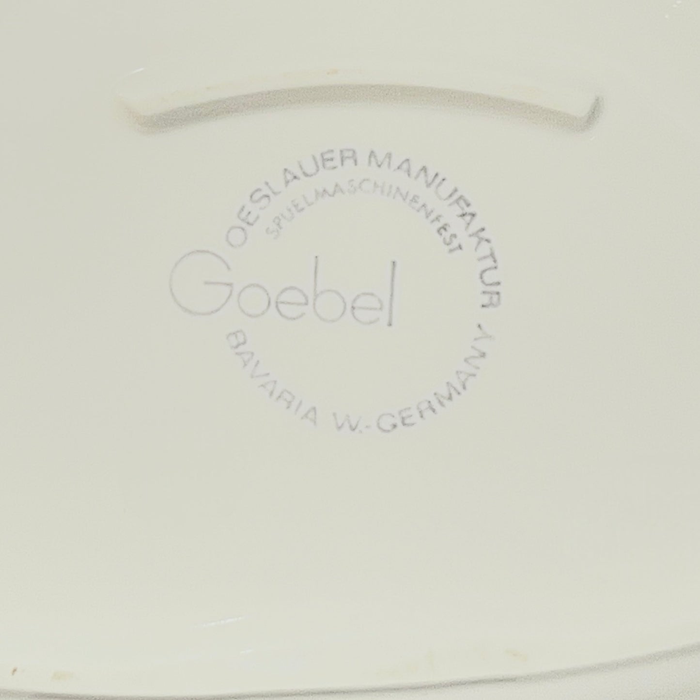 Close up of a German makers stamp on a dinner plate