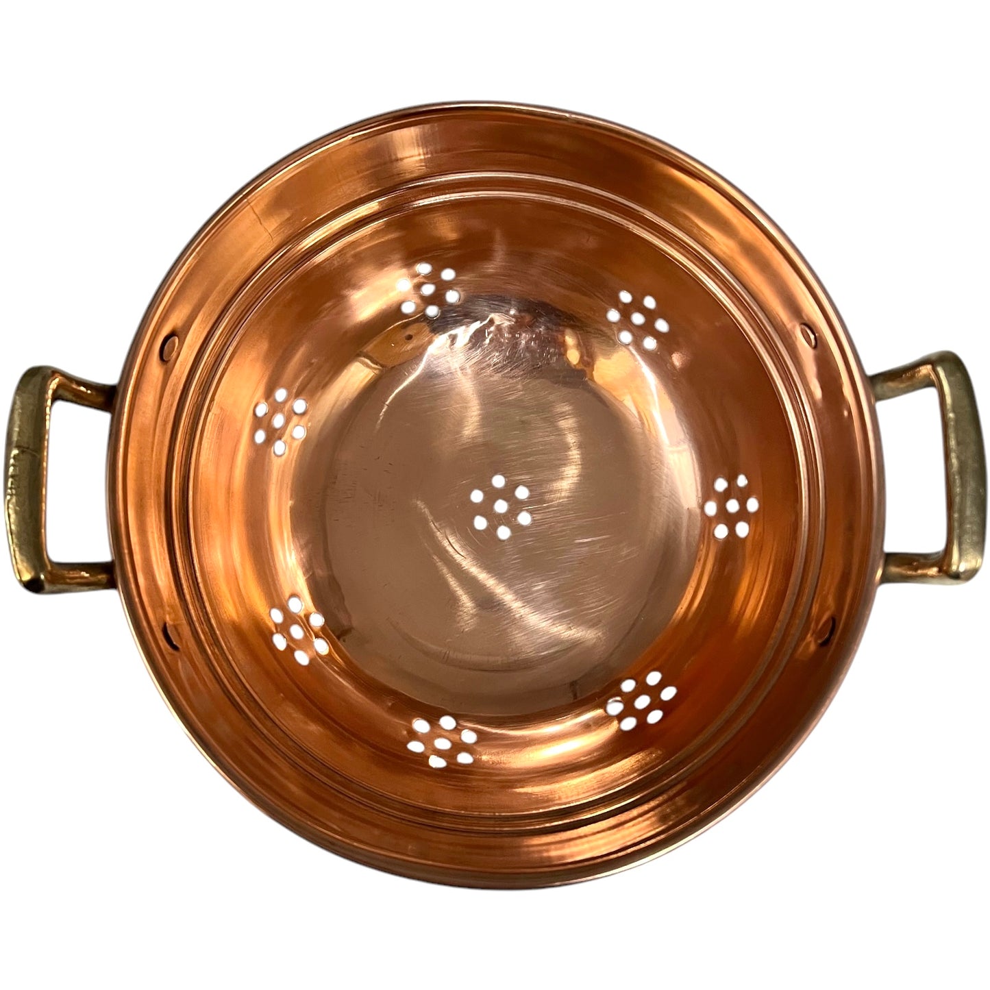 French Copper Sieve with Brass Handles, 16cm Vintage Colander Strainer