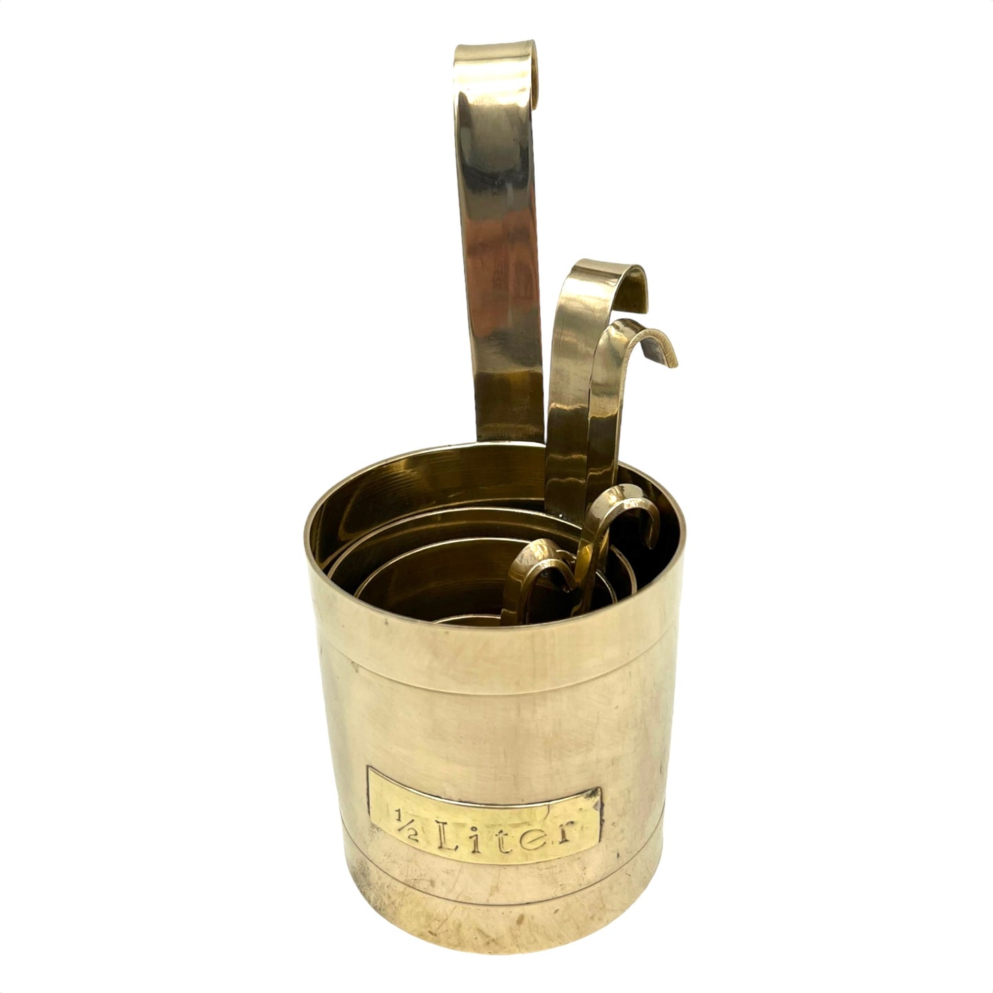 Set of 6 French brass cider cup measuring cups sold by All Things French Store