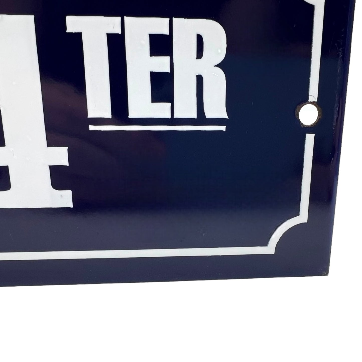 French blue and white enamel number 4