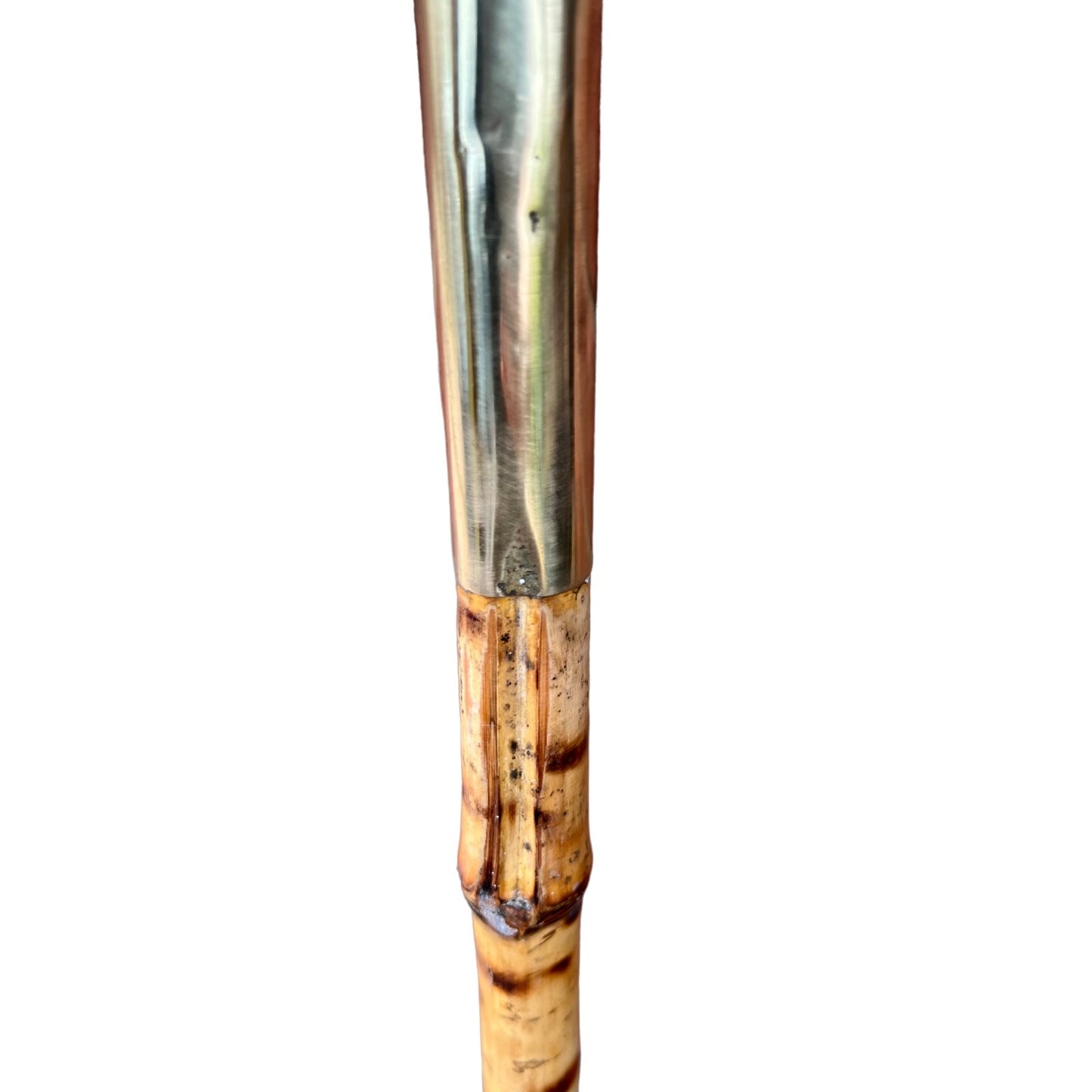 French vintage deer hoof handle bamboo walking cane stick