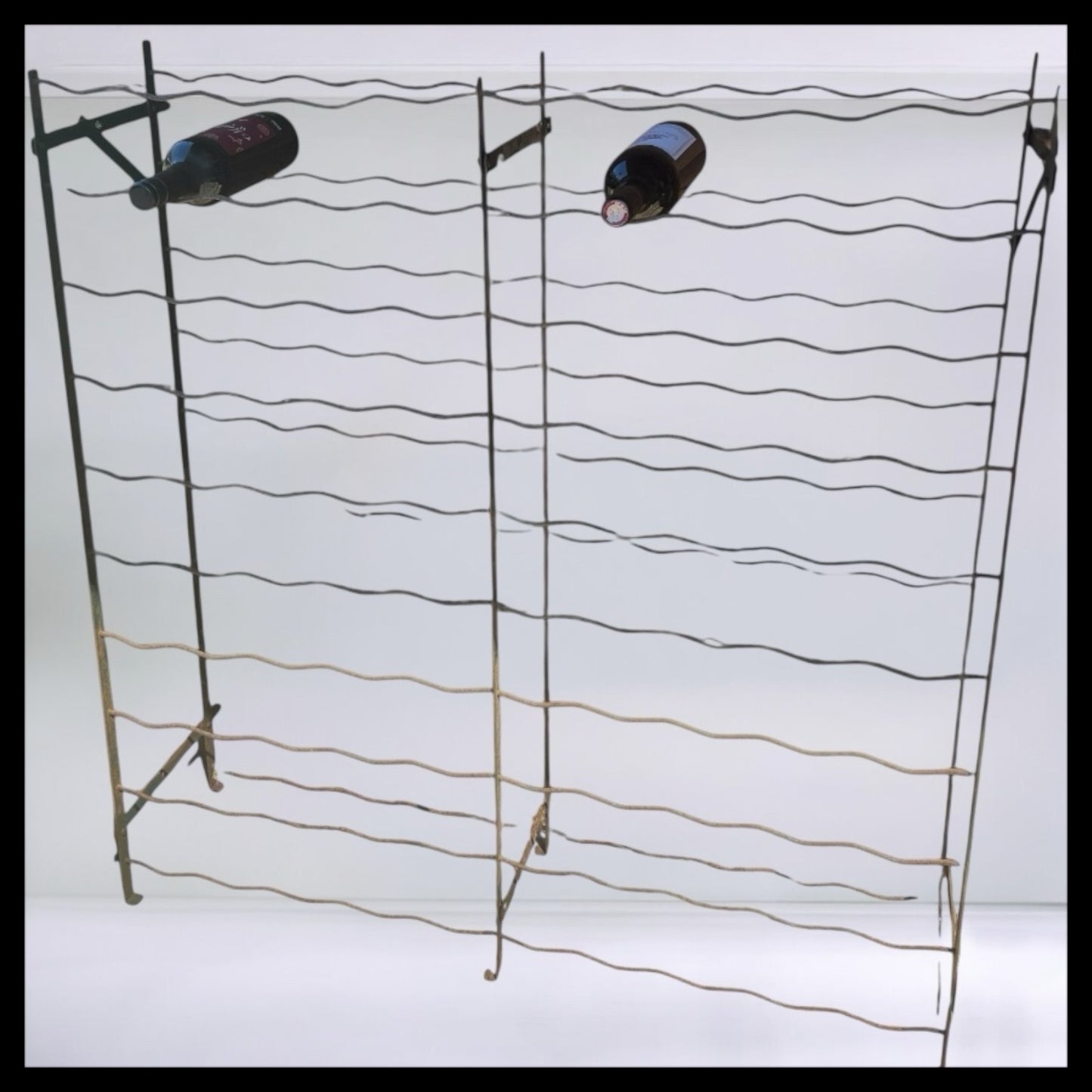 French Rigidex Style Wine 100 Bottle Rack, Vintage Metal Wine Cellar Rack for sale from All Things French Store