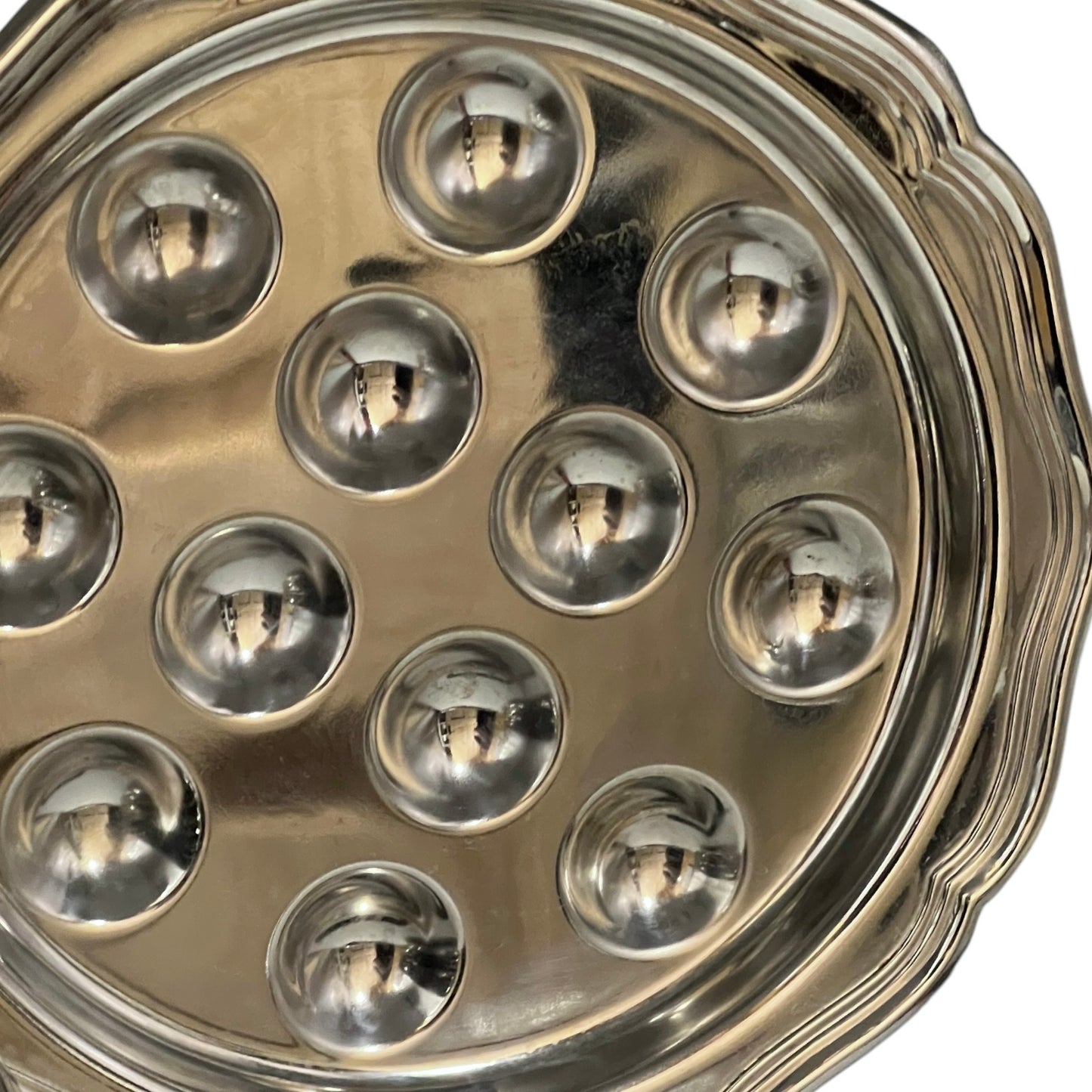 Set of 12 French Escargot Plates. Stainless Steel Snail Plates