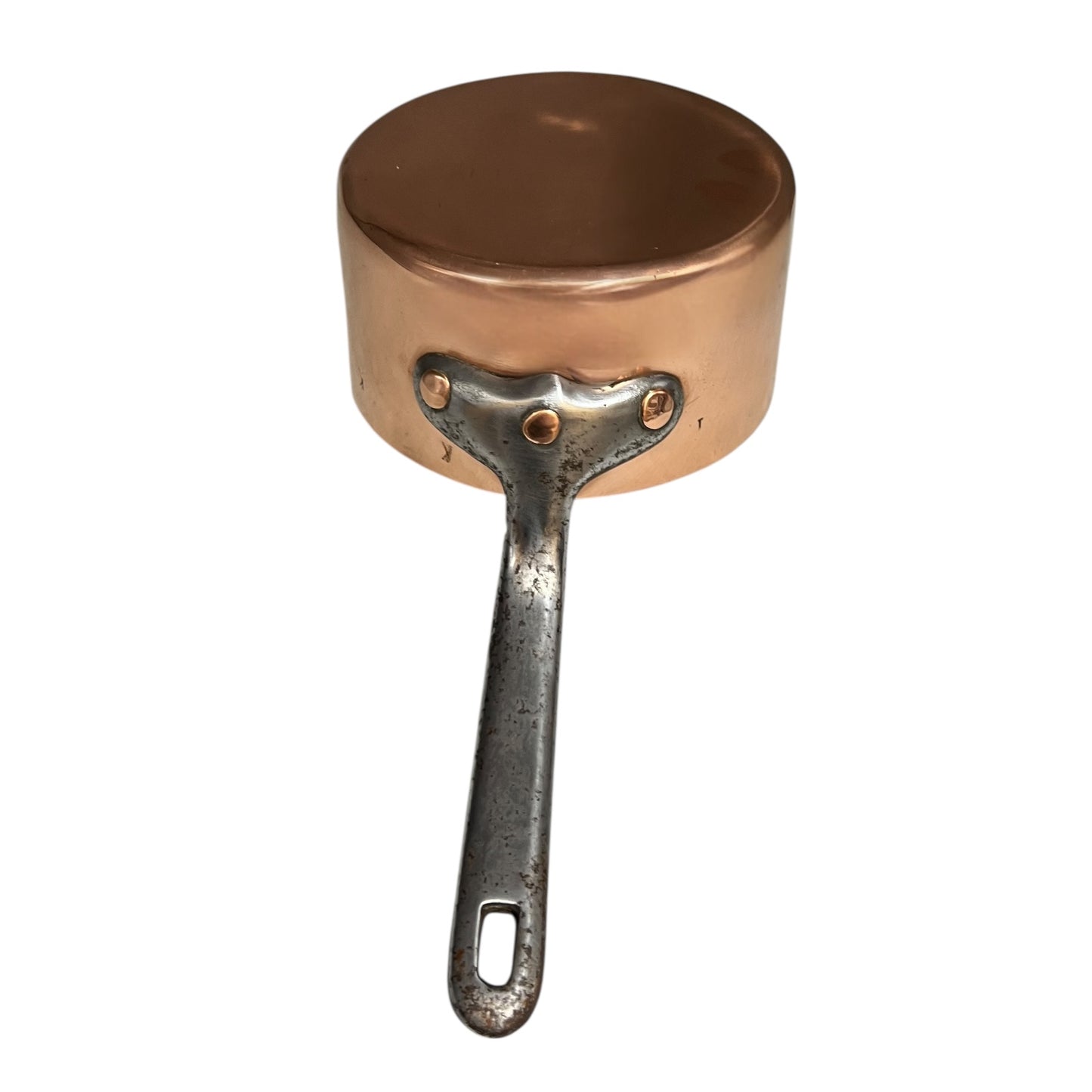 Small French Copper Pan, 12cm Vintage Pot ideal as a side dish pot with tin lining for sale
