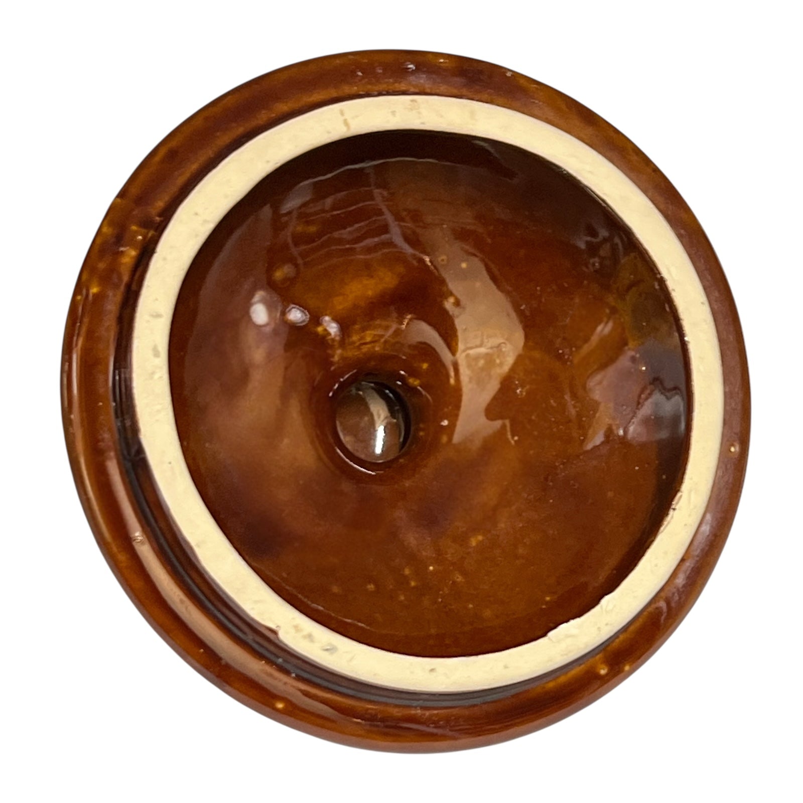 Close-up of a ceramic soup tureen text on a white background