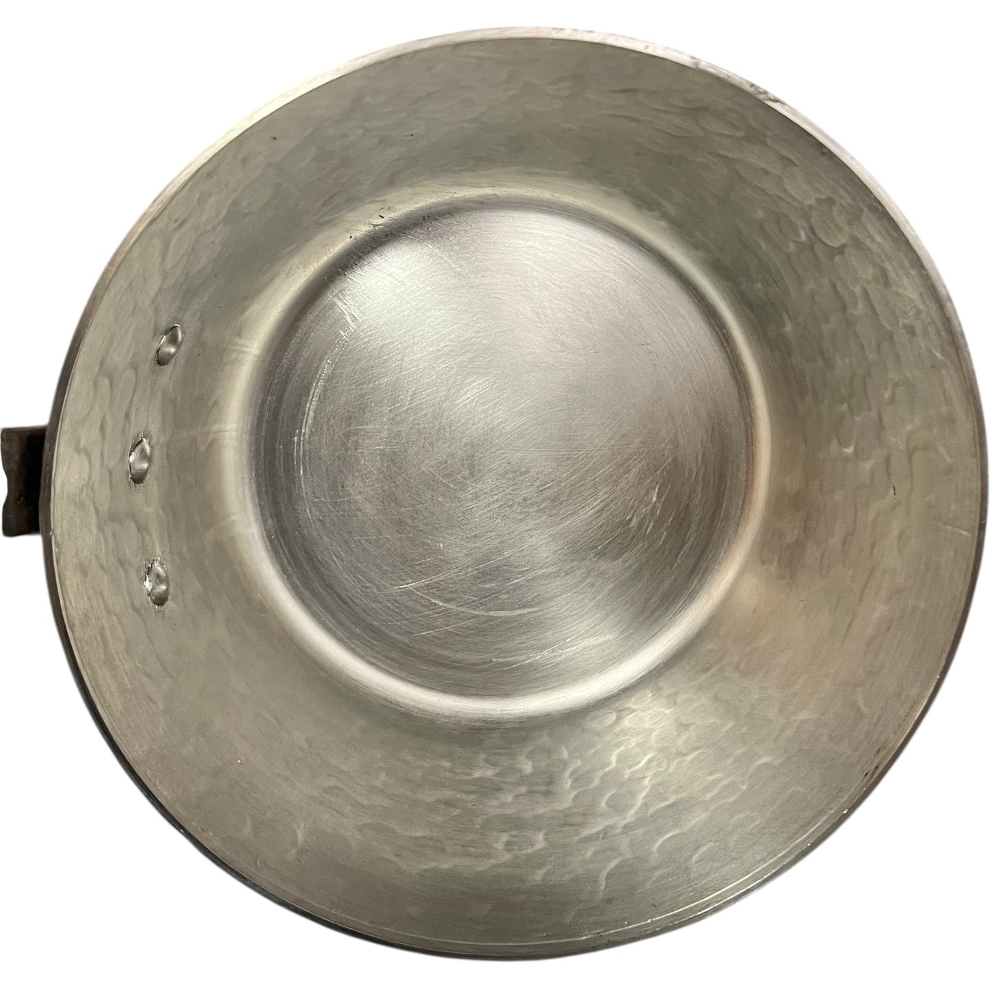 inside tin lining of copper saucepan