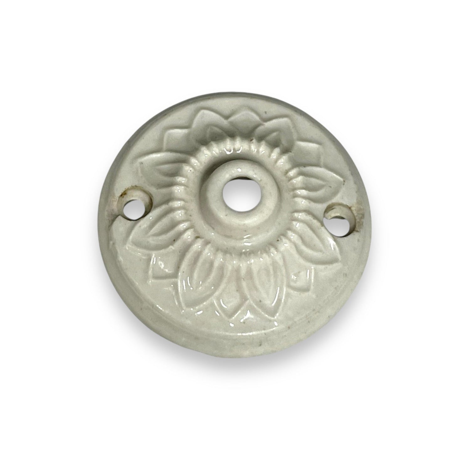 Small Vintage French Ceramic Ceiling Rose, Antique Porcelain Light Fitting
