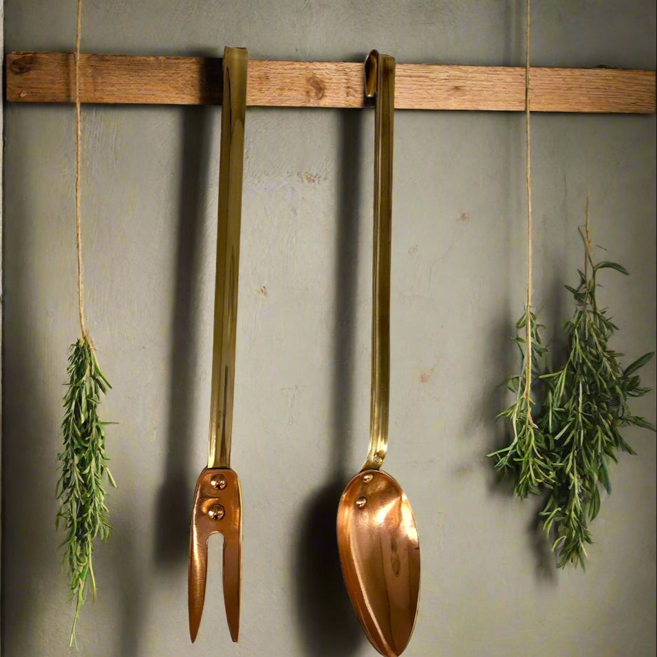 French Copper Kitchen Utensils, Vintage Country Kitchen Brass & Copper Set for sale from All Things French Store