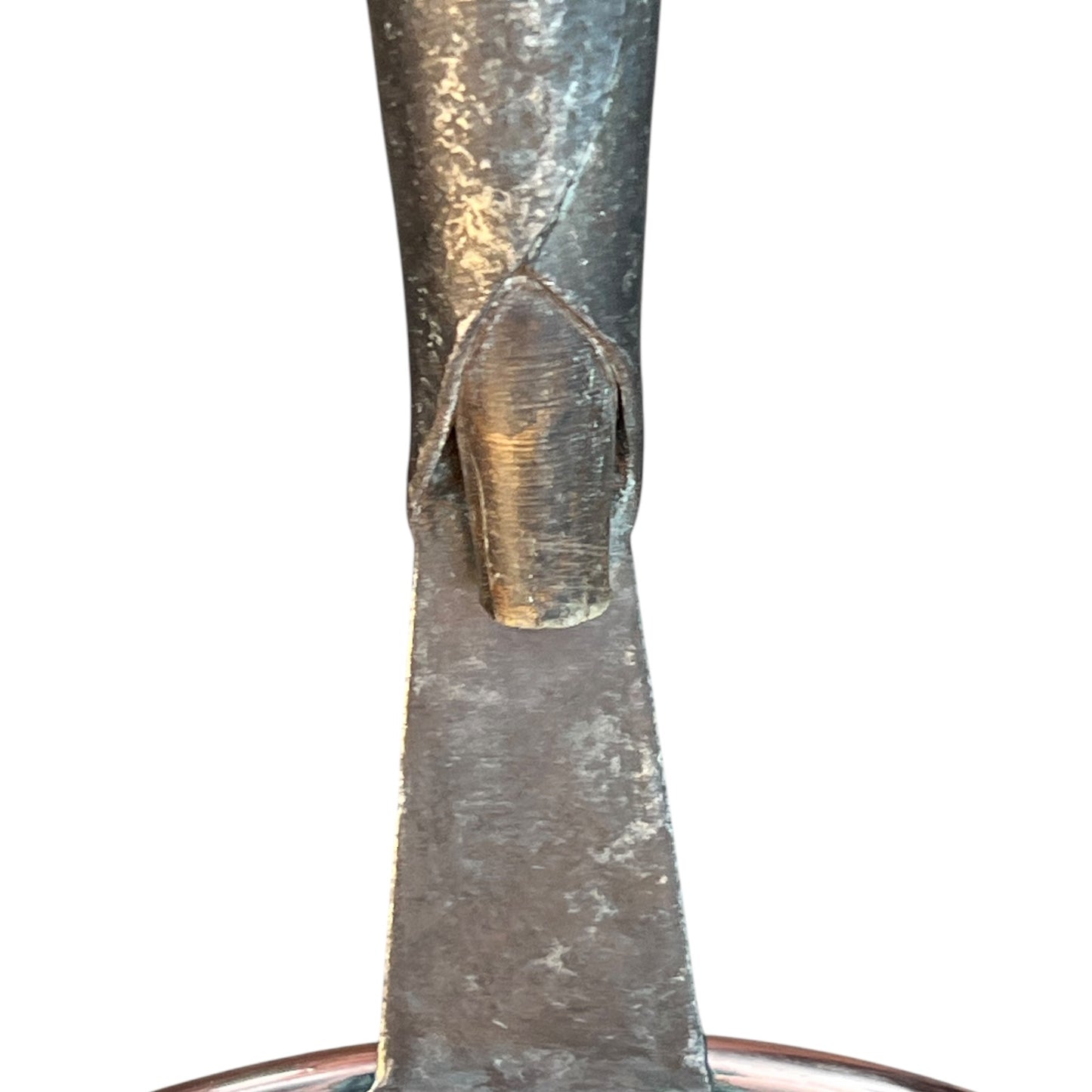 wooden handle of copper ladle