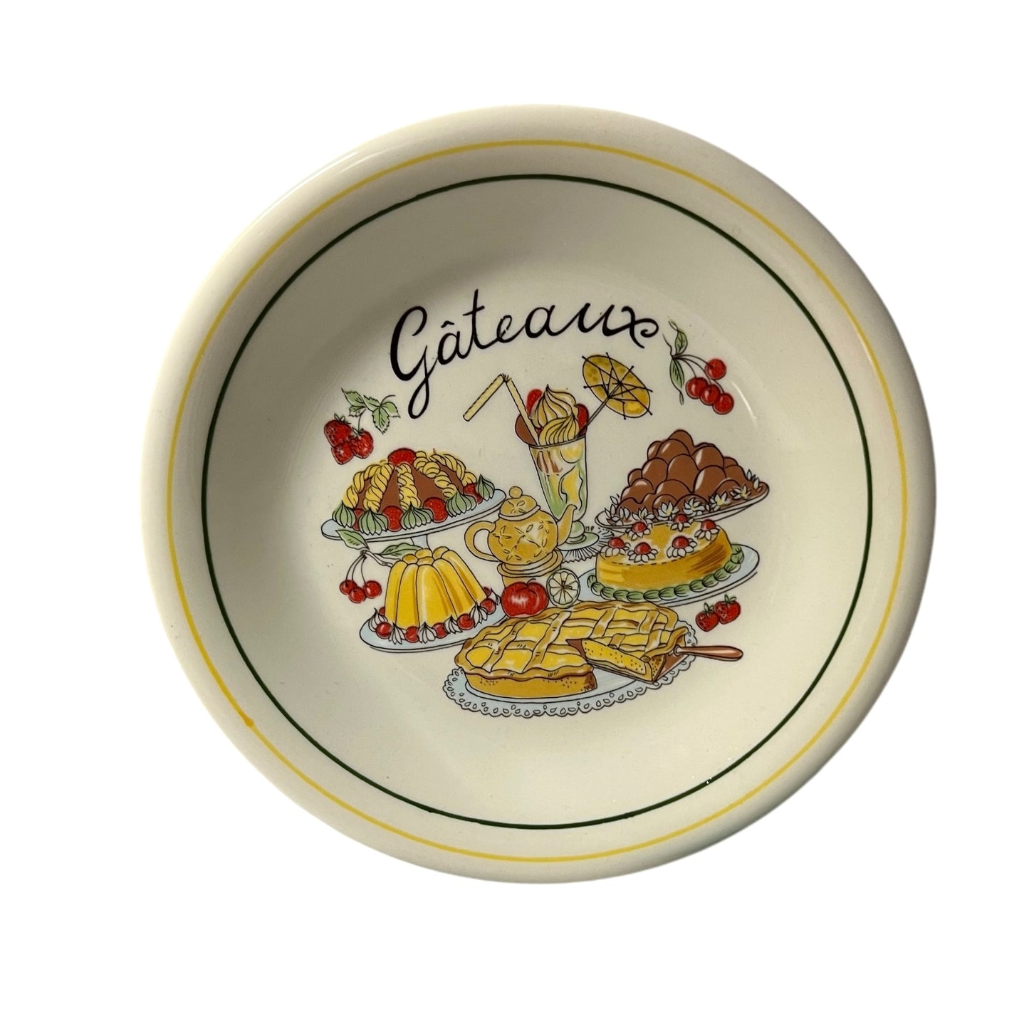 Set of 6 Vintage French Cake Plates, Gateaux Plate Set, Made in Italy