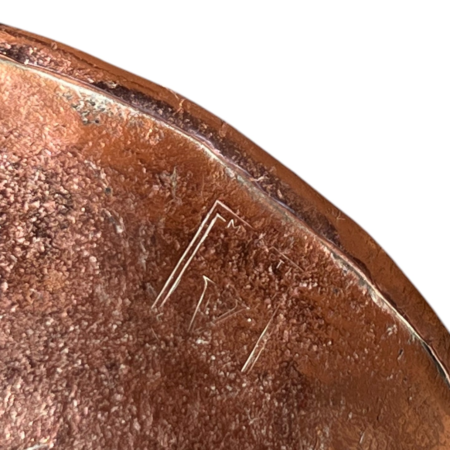 makers stamp of copper ladle