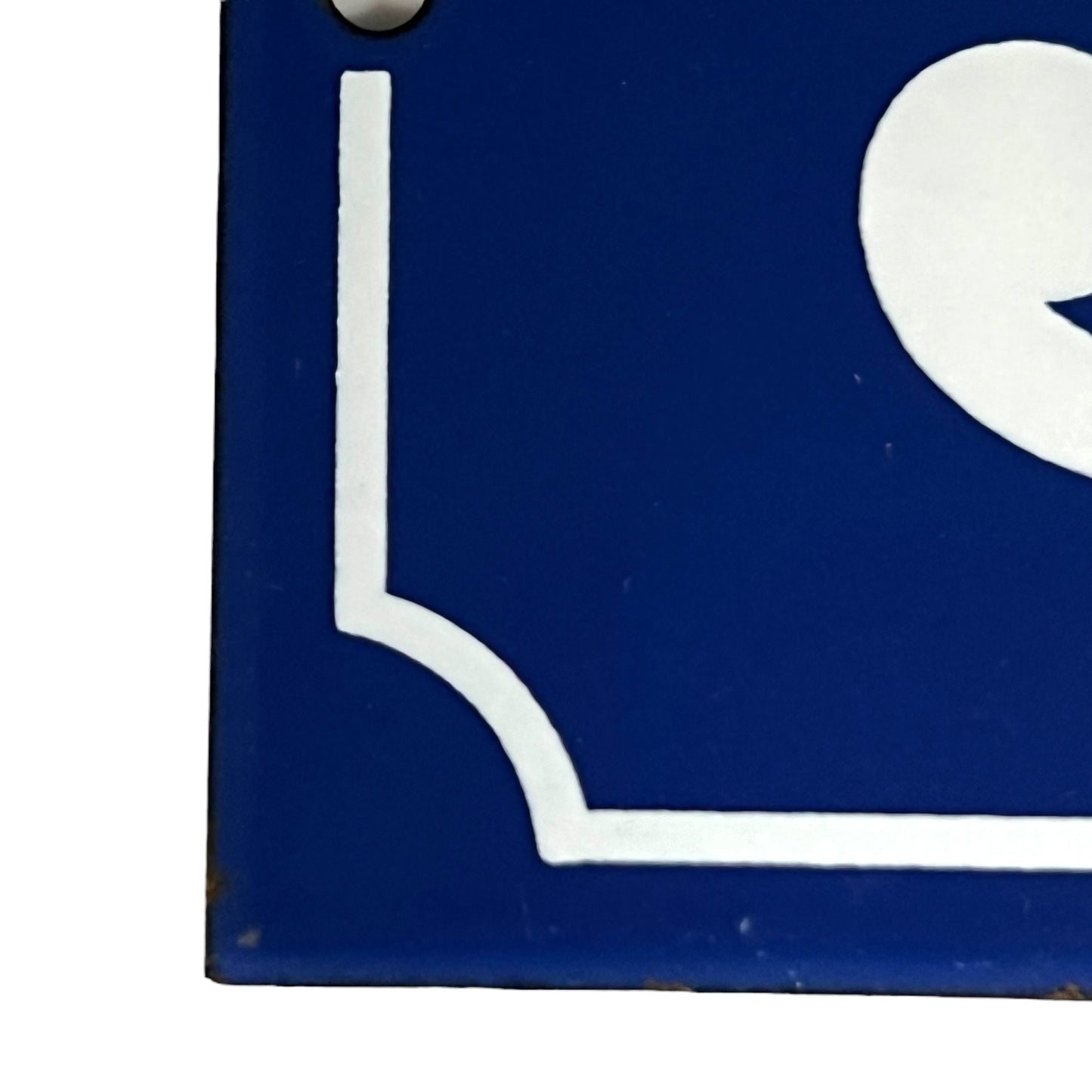 Genuine French blue and white enamel door number 3