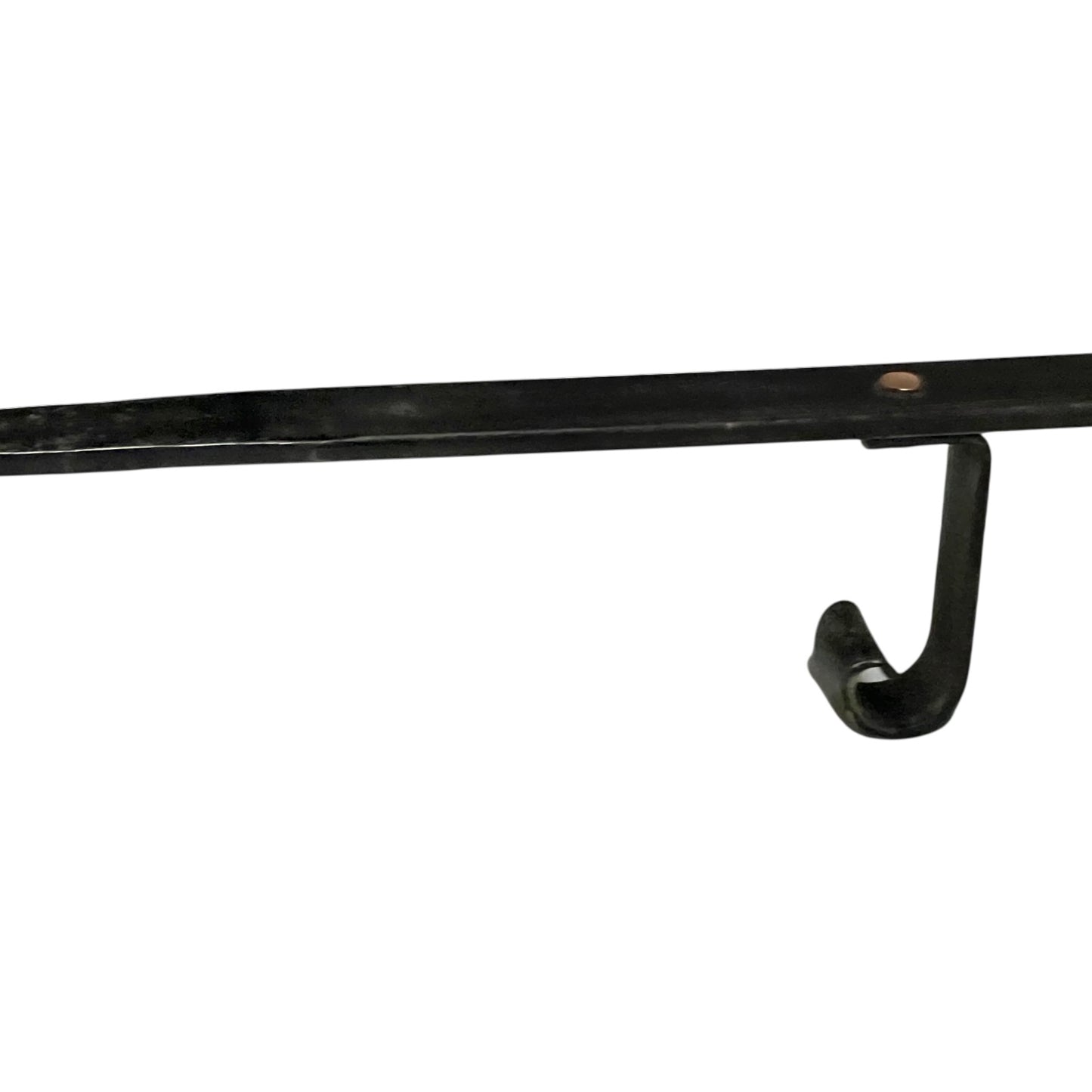 Close-up of a copper pan with a black handle on a white background