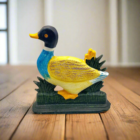 French Cast Iron Duck Door Stop, Farmhouse Chic Doorstop Wedge, Door Stay