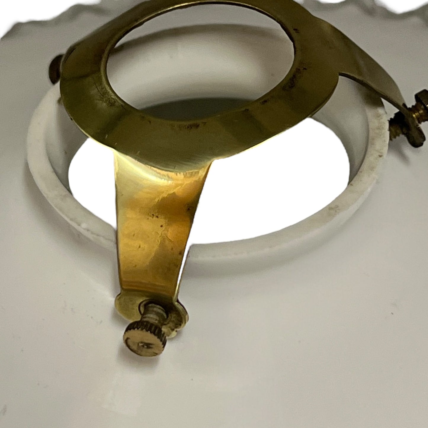 vintage brass gallery on glass lampshade
