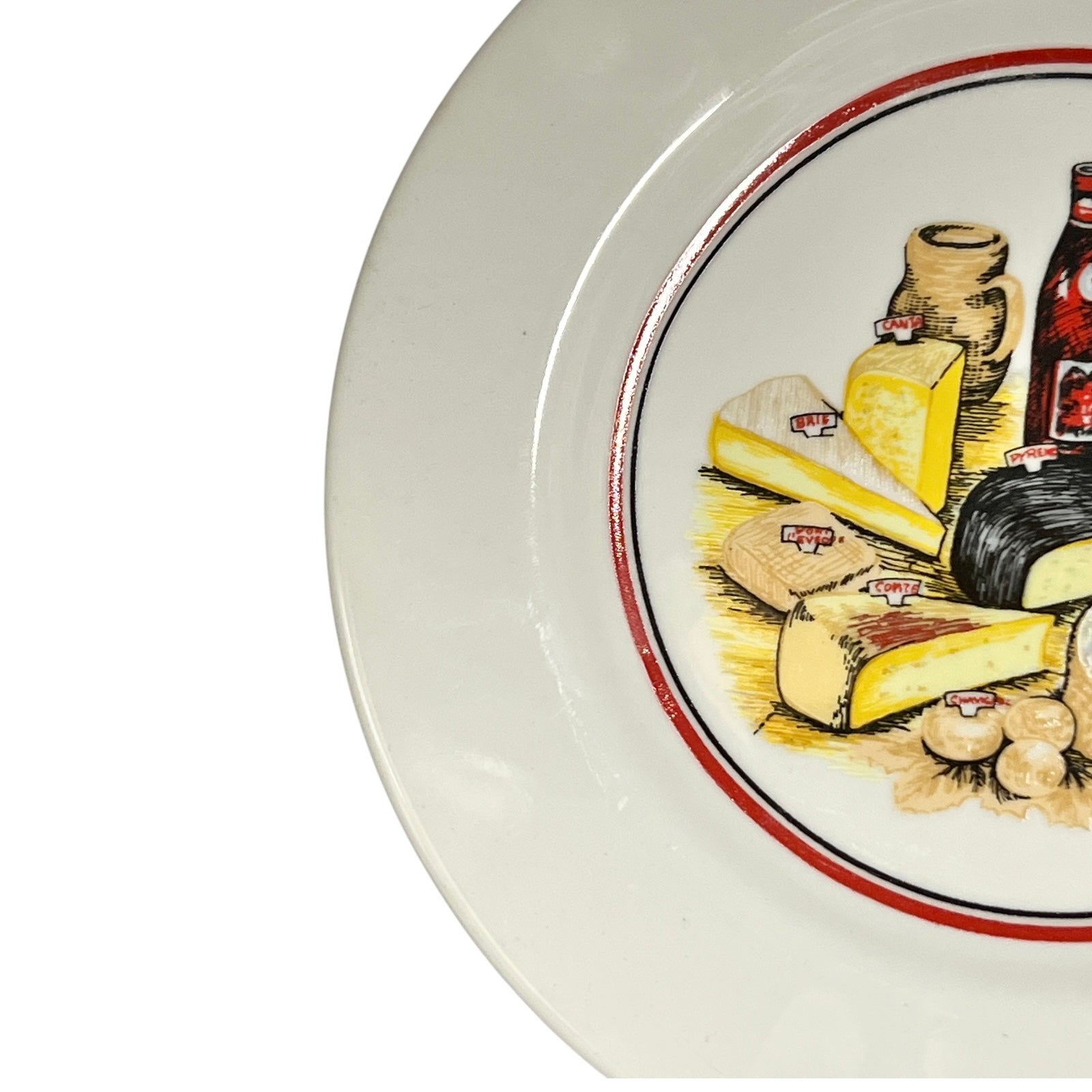 French Cheese Plates, Set of 6 with French Porcelain Les Fromages Plates
