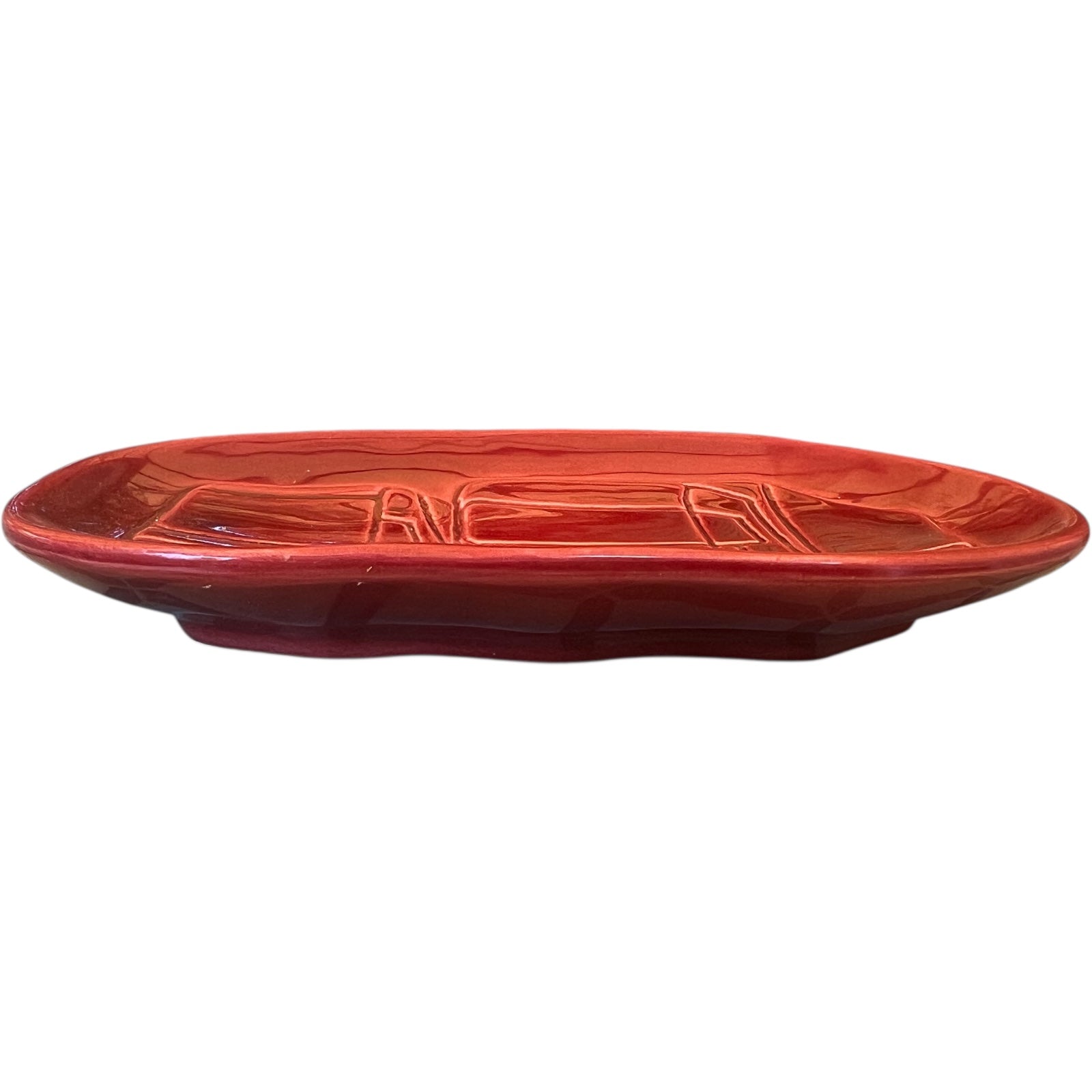 Renault Truck Collectible Trinket Tray, dark red oval shaped with a truck design on the front