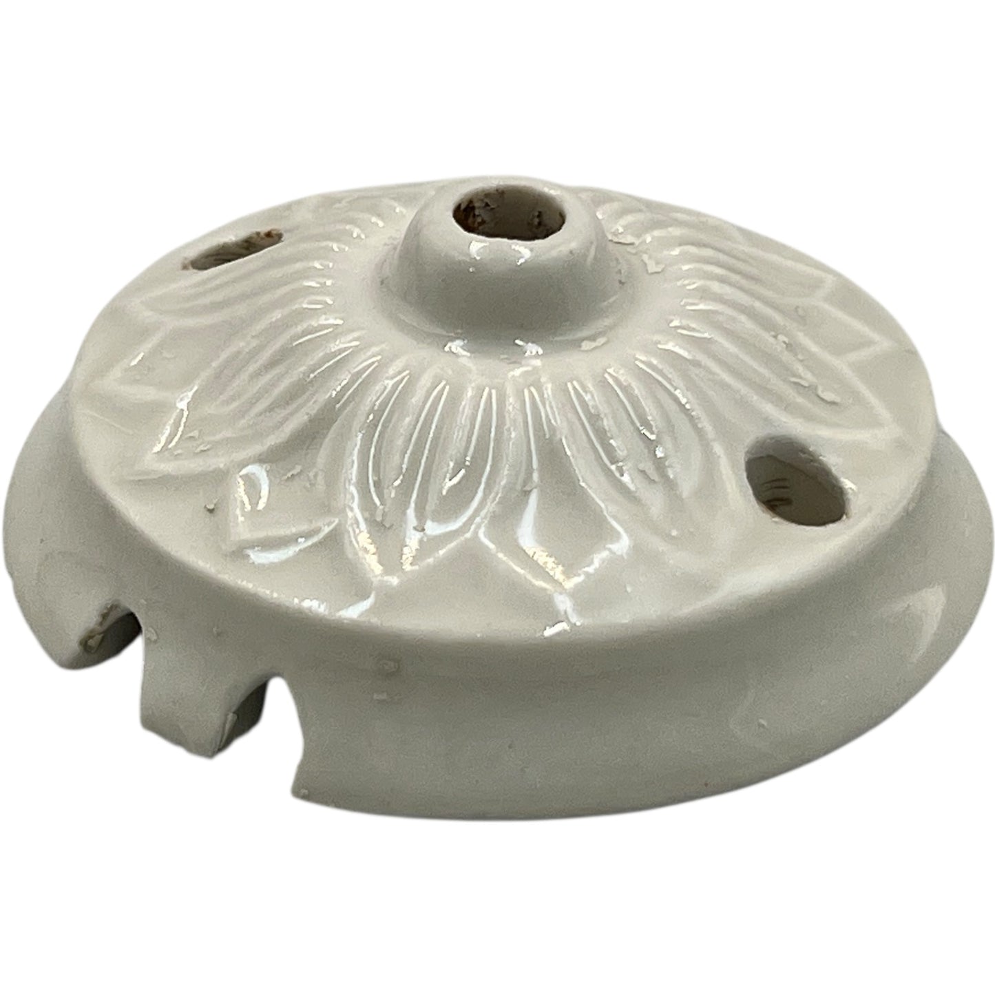 Vintage French Ceramic Ceiling Rose, Chandelier Ceiling Fitting Wire Cover for sale from All Things French Store